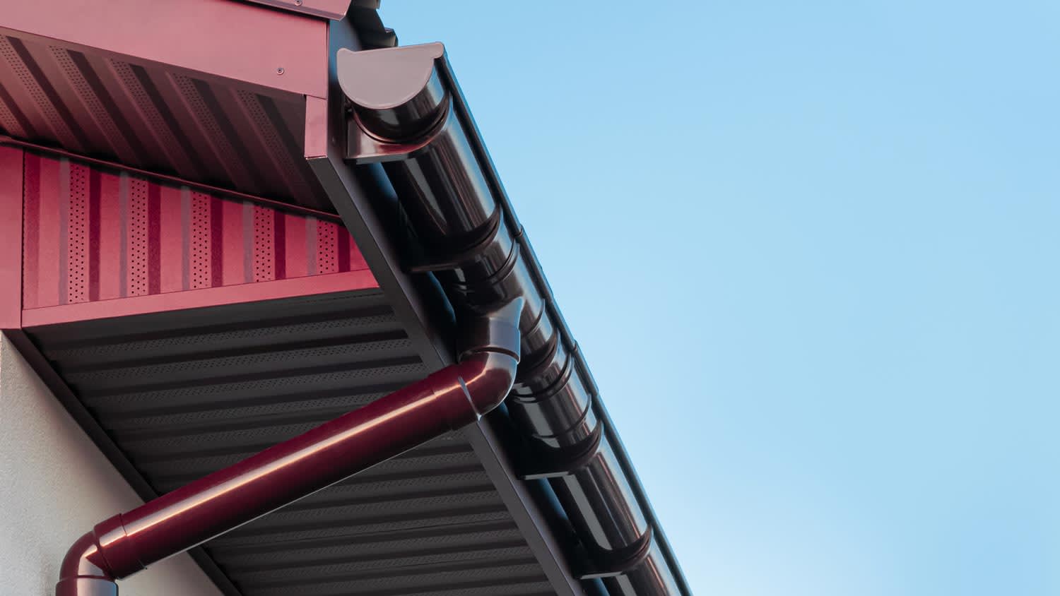 Freshly painted plastic gutters