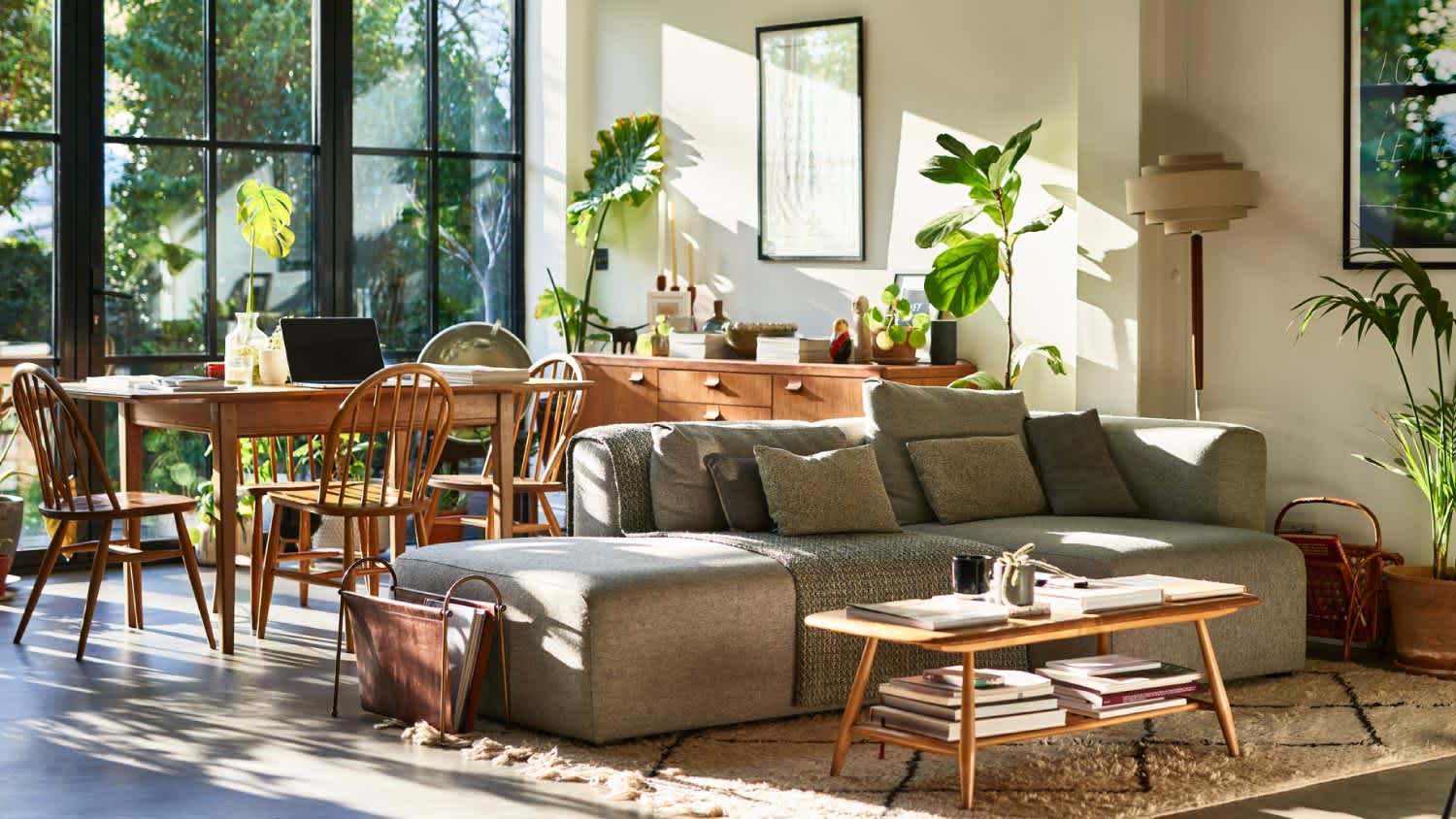 Open plan living space in residential house
