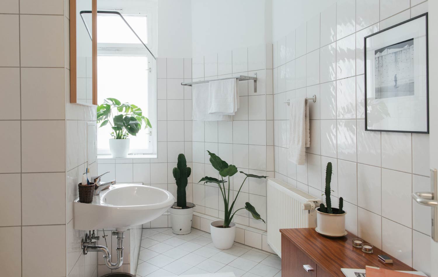 A minimalist white bathroom