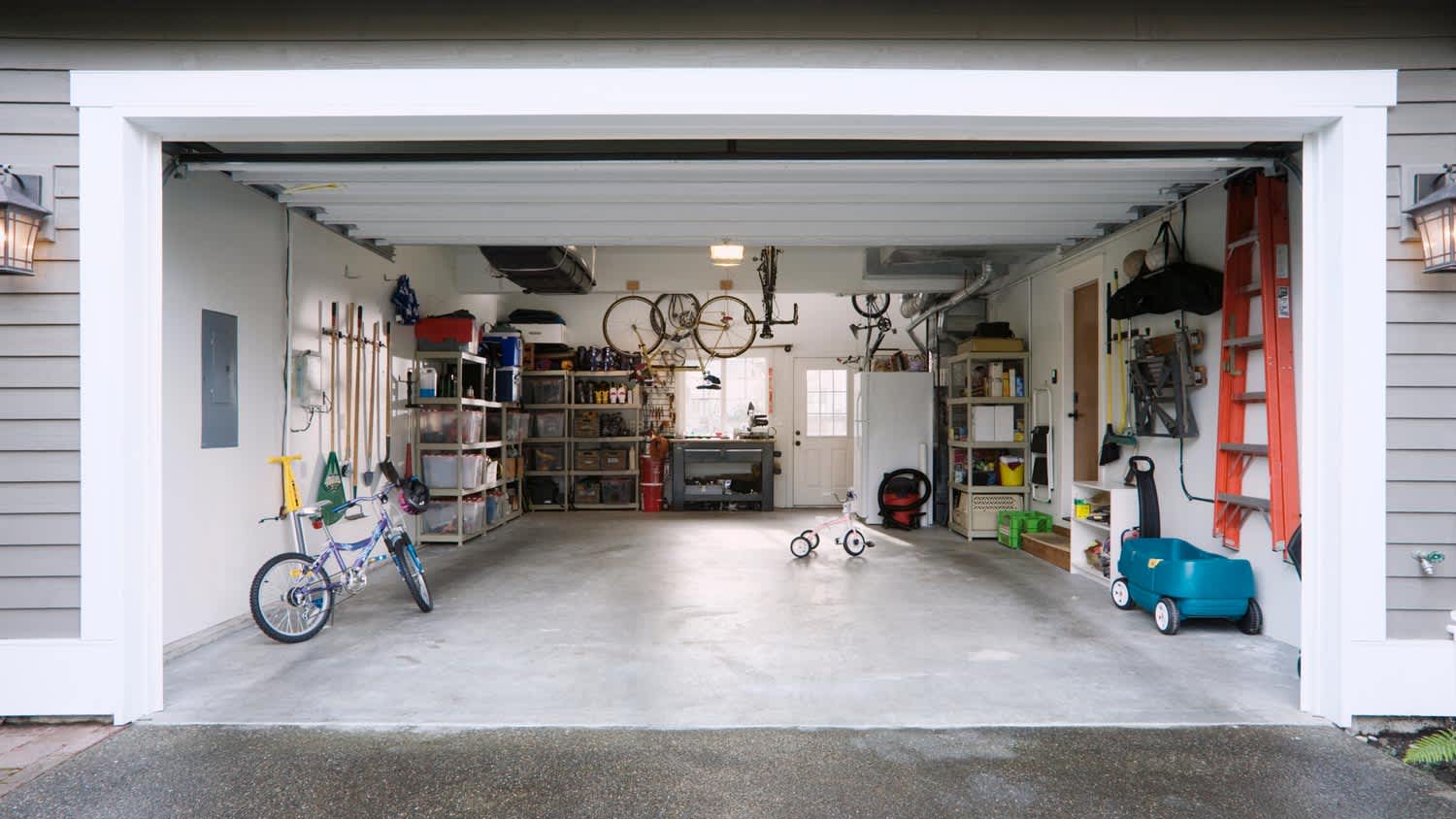 A tidy, big and bright home garage