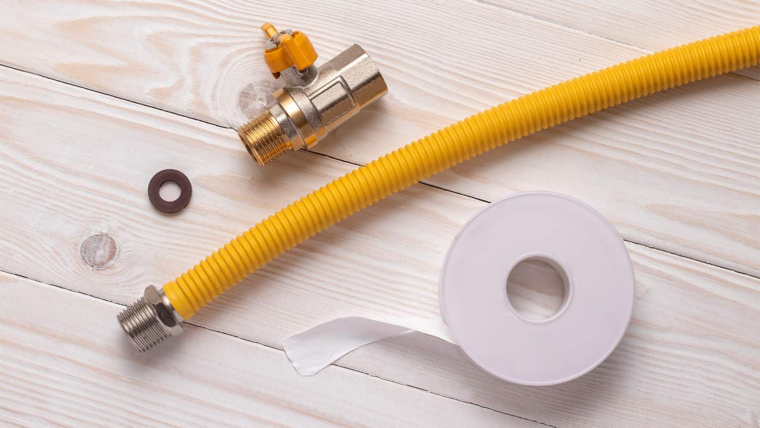 A view of a yellow CSST flexible gas line