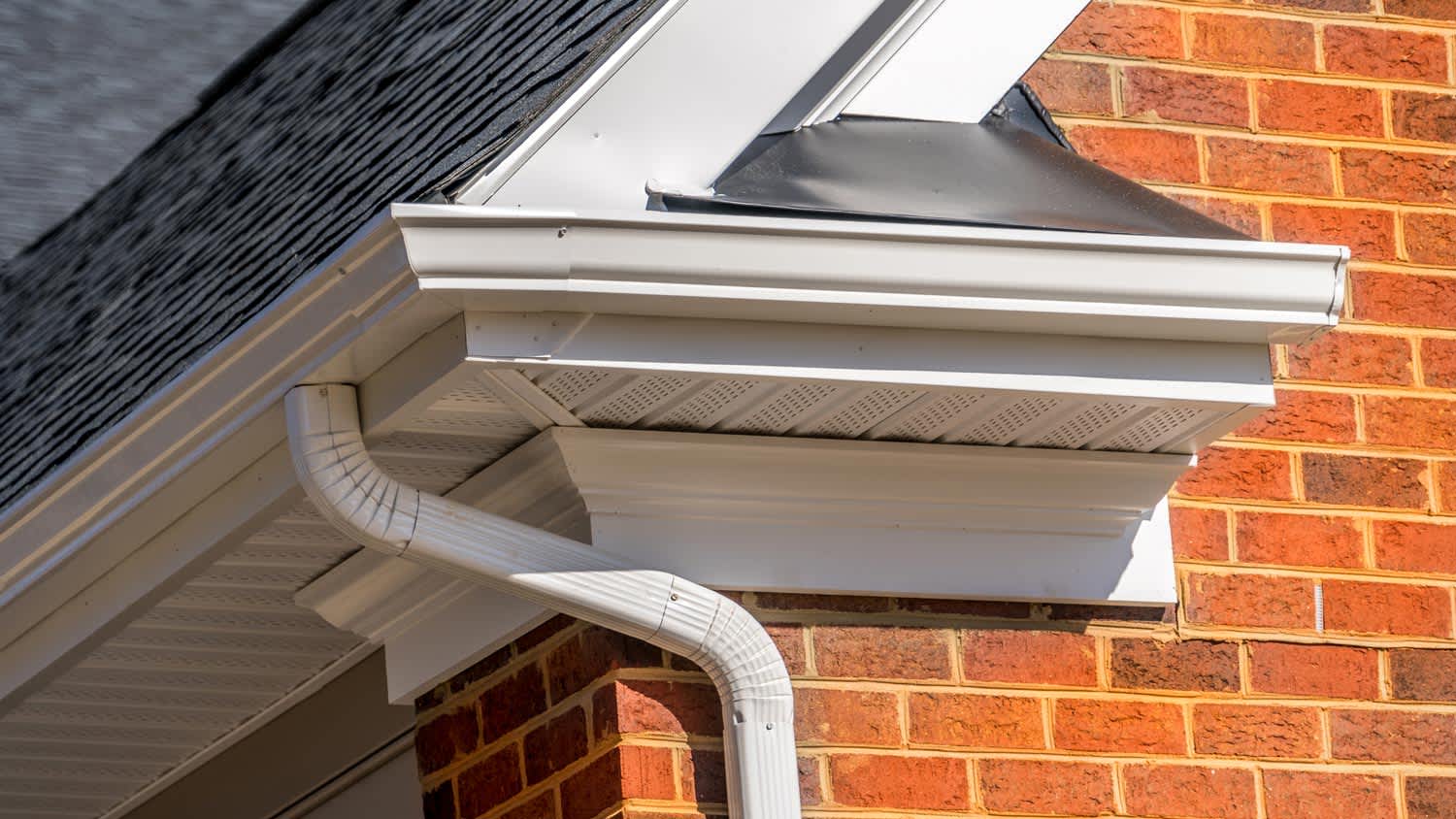 Close-up of white PVC soffit