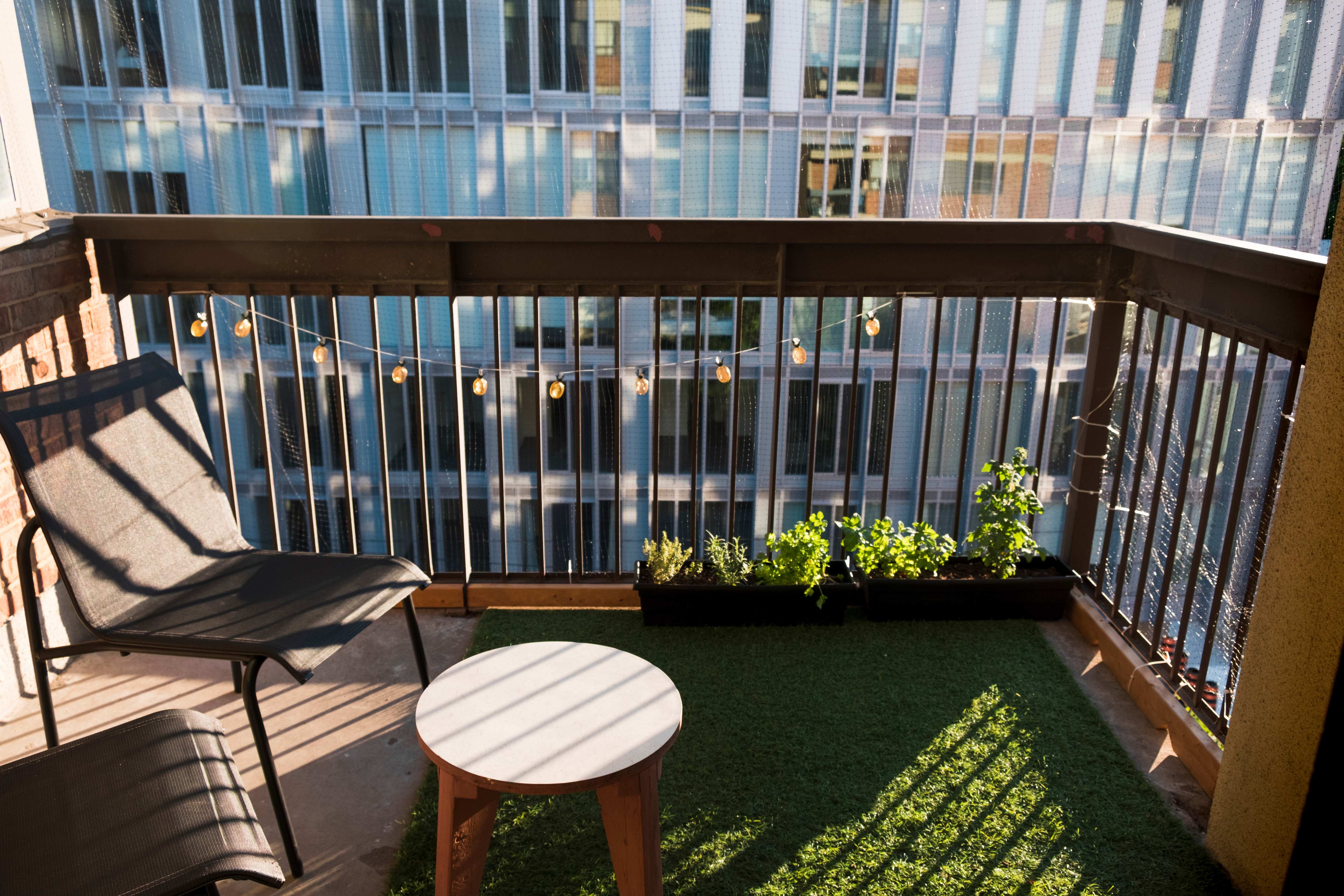 Artificial turf flooring on small balcony