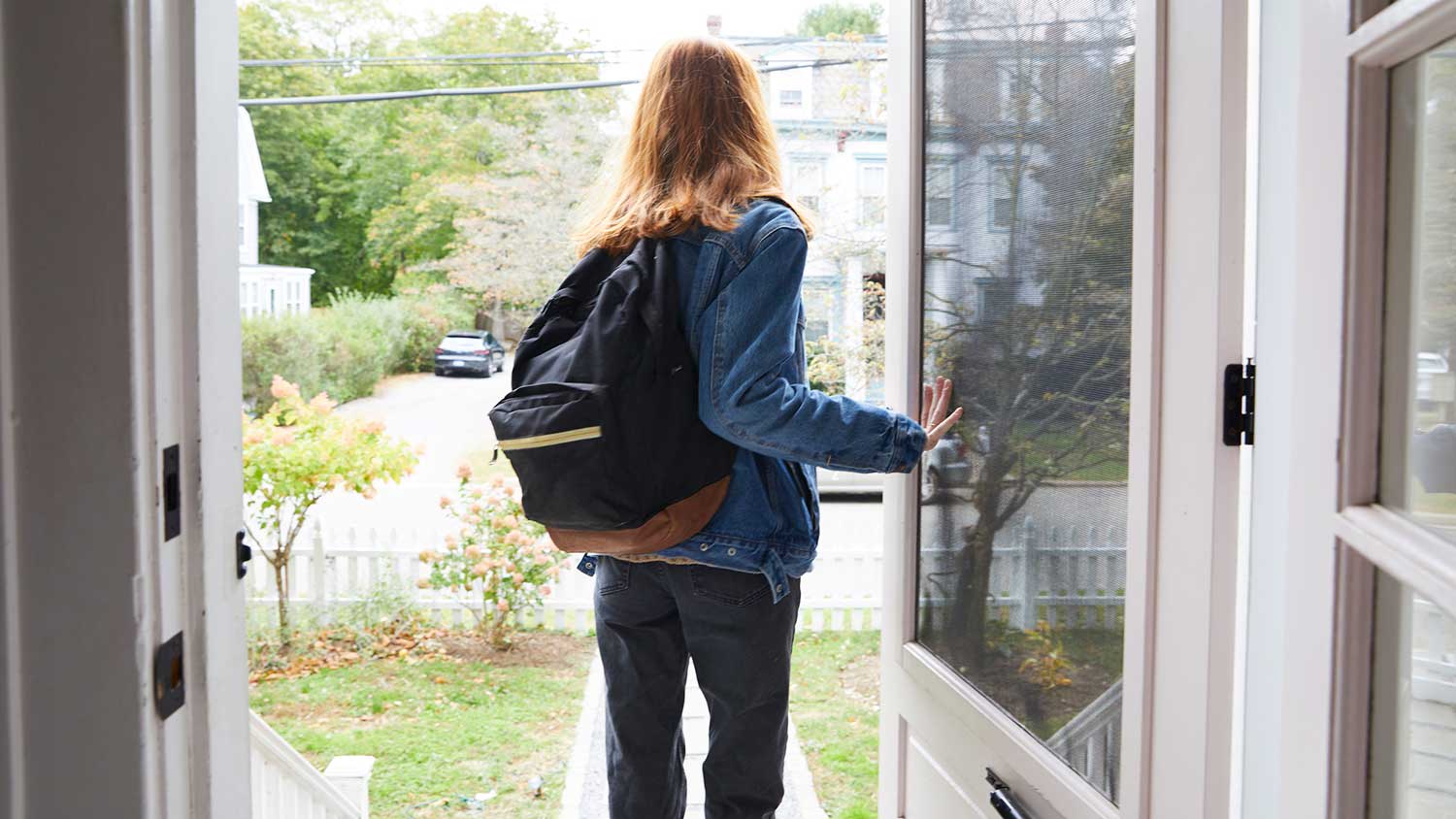 Teenage girl on her way to school