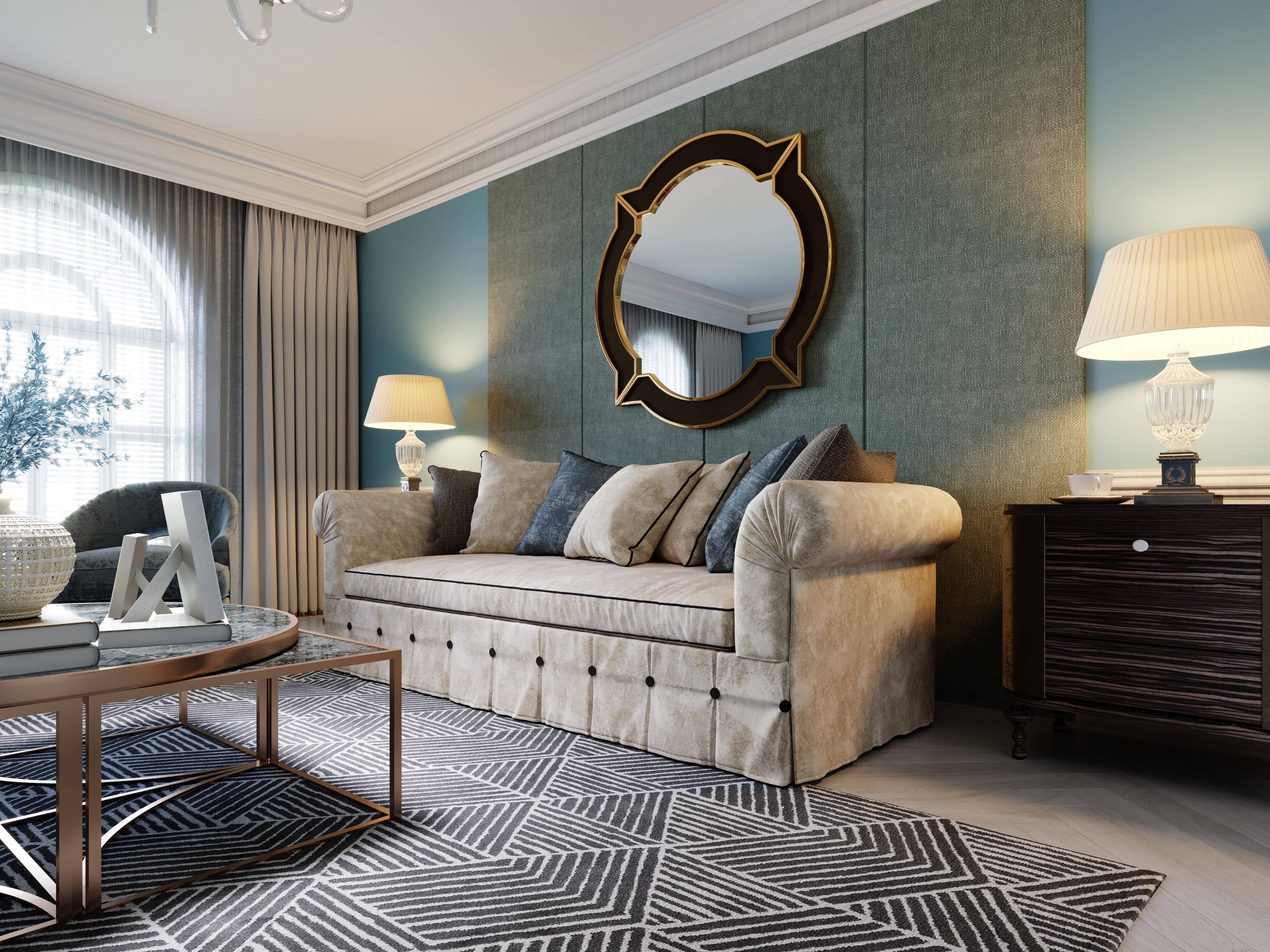 Fabric panels in living room