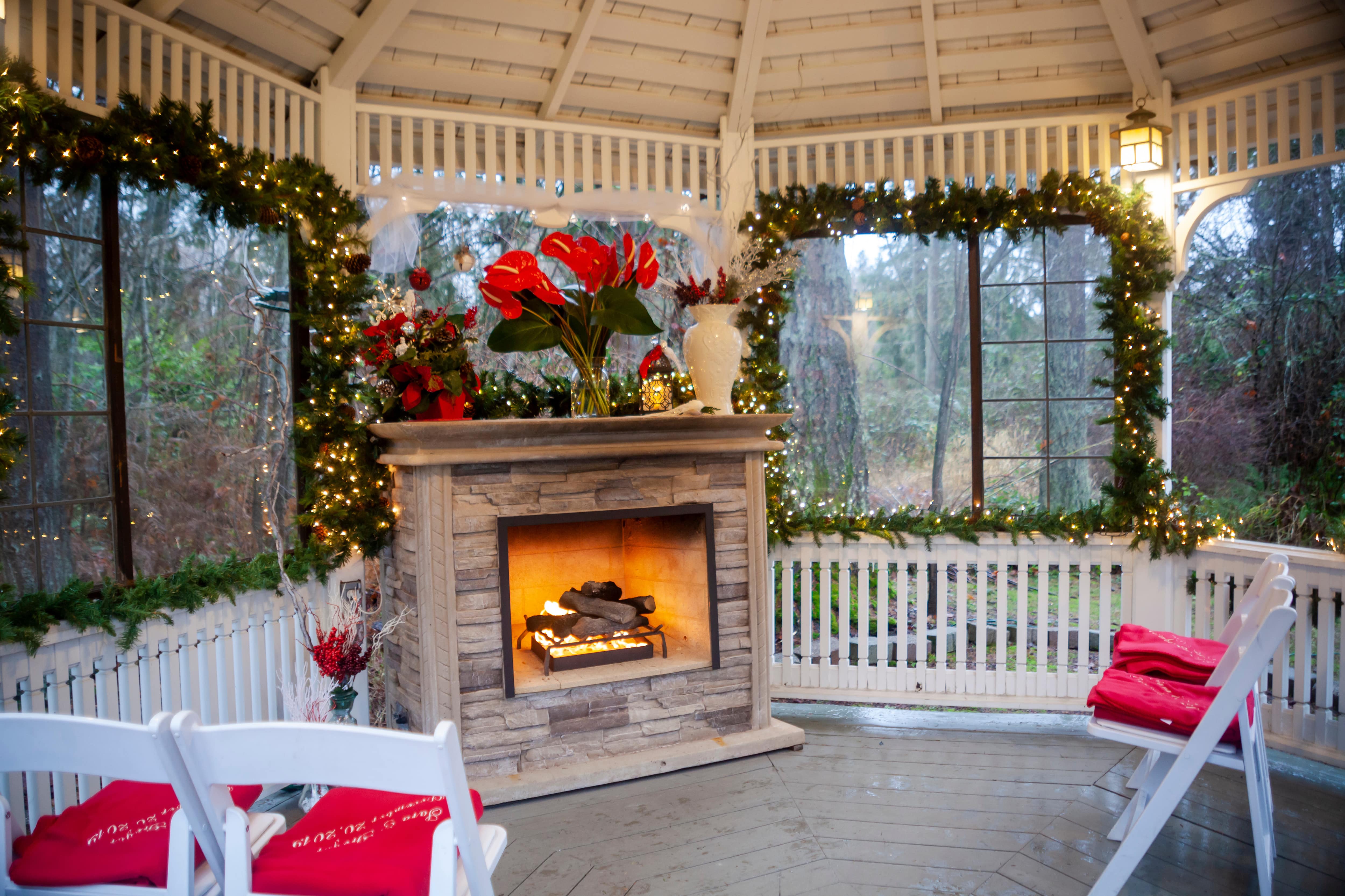 Gazebo decorated for the winter season