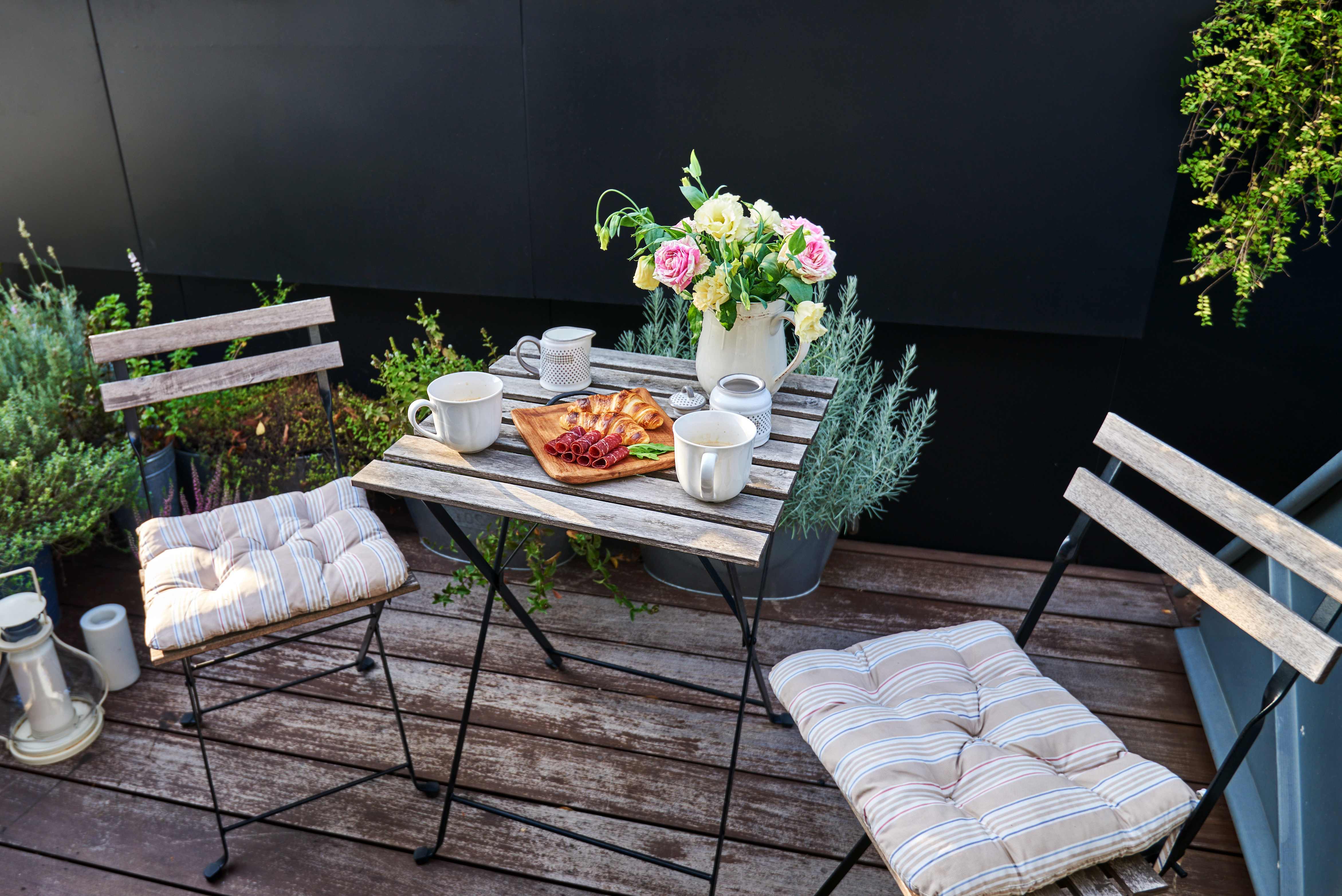 Folding patio set on small balcony
