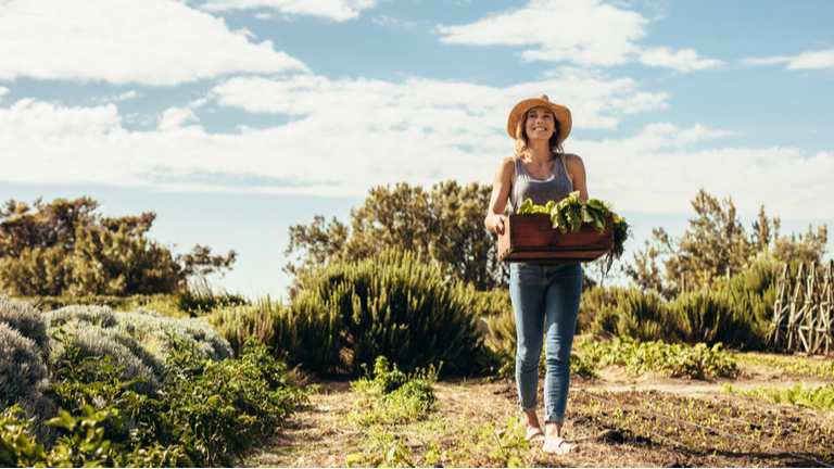 Woman smiling in garden