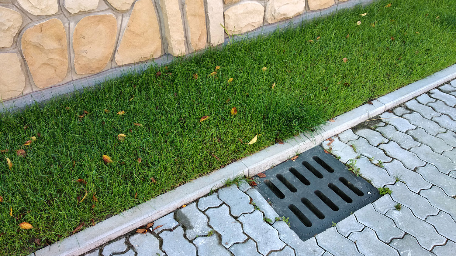 drain gutter near grass