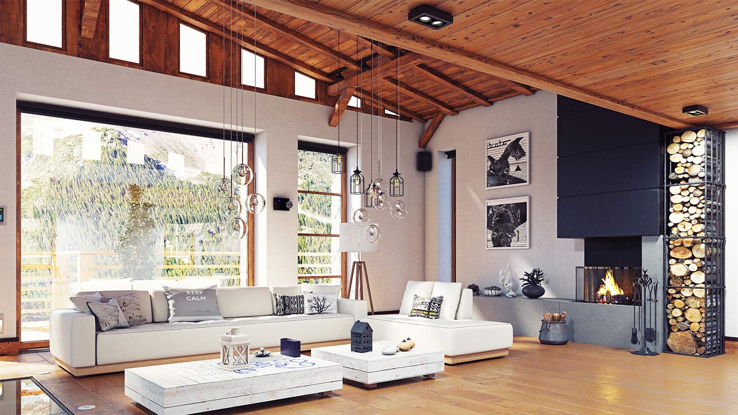 Large family room with large picture window