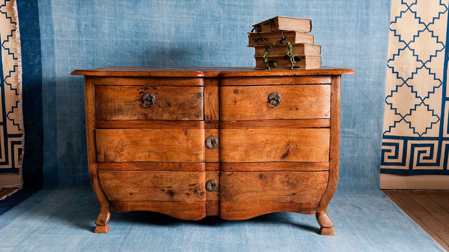 French wooden cabinet in an antique shop