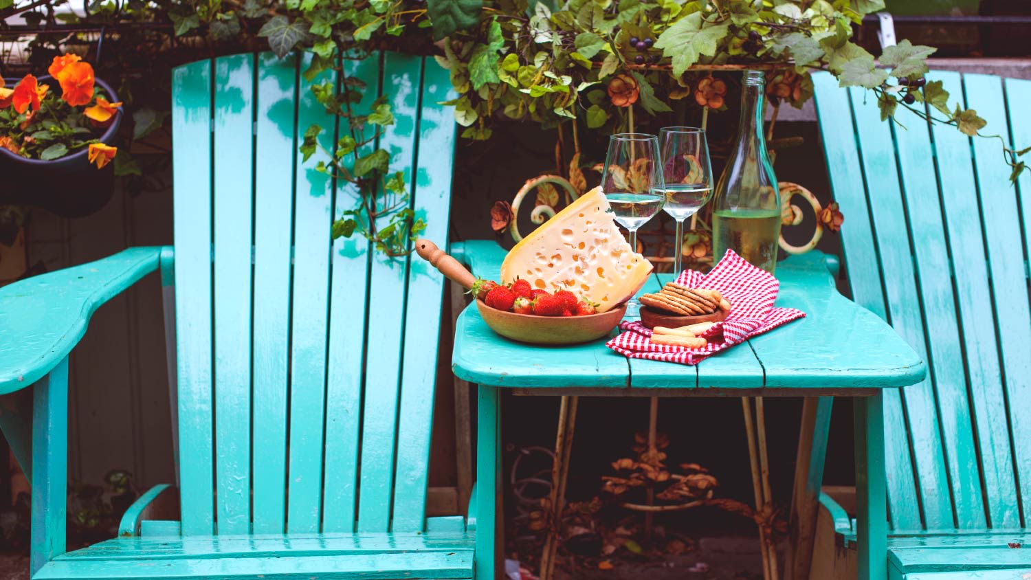 bright teal outdoor chairs