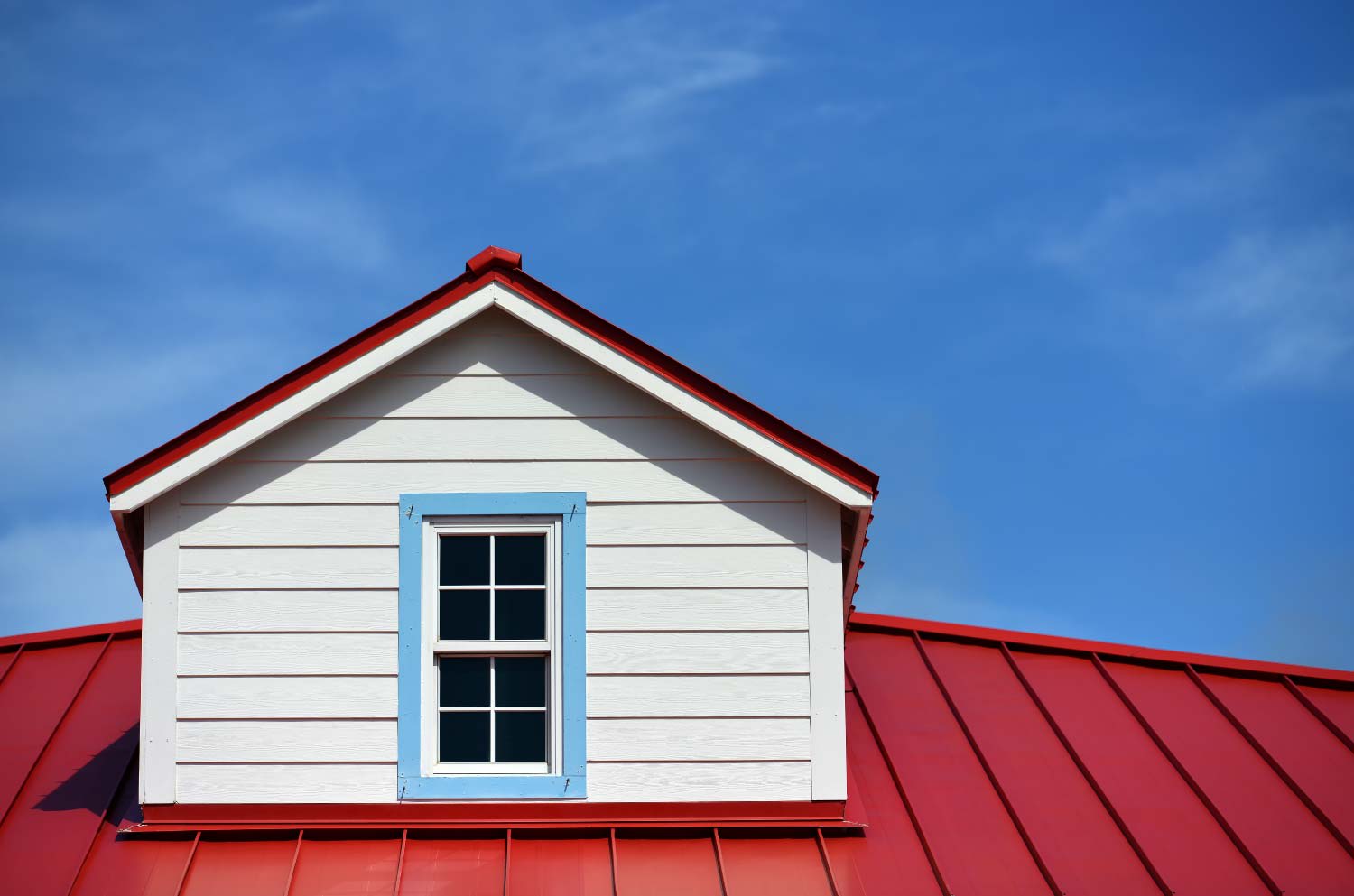 A red roof of a house