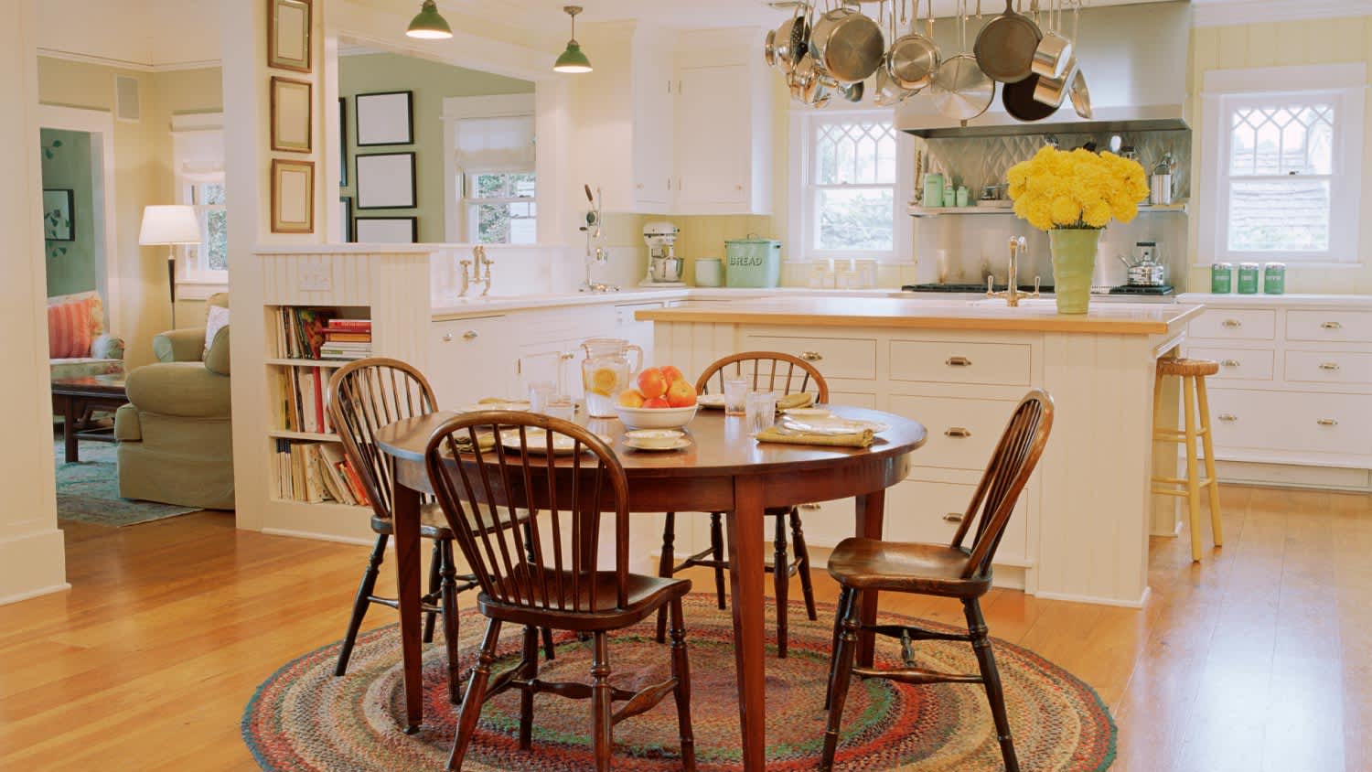 Wooden table and chairs in traditional kitchen