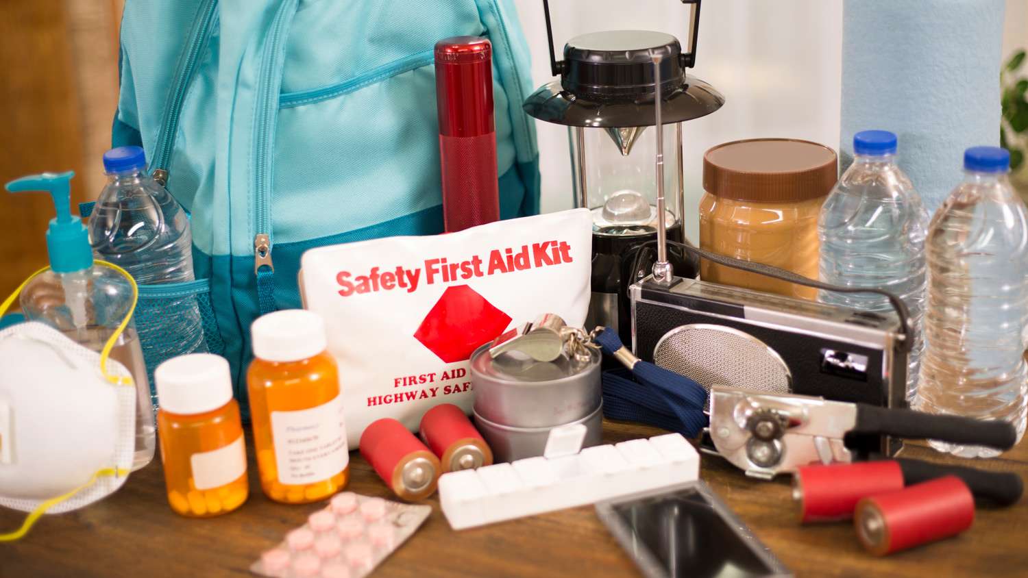 Supplies for a home emergency kit