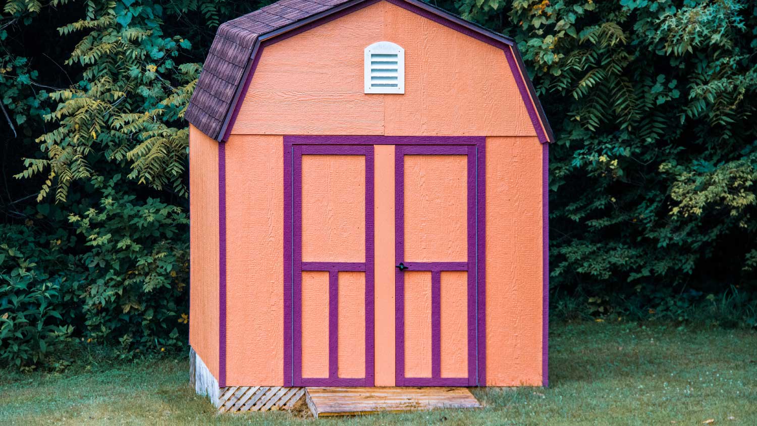 colorful orange yard shed