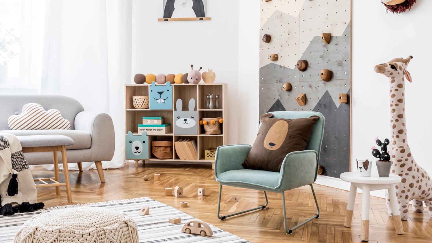 The interior of a stylish scandinavian childroom
