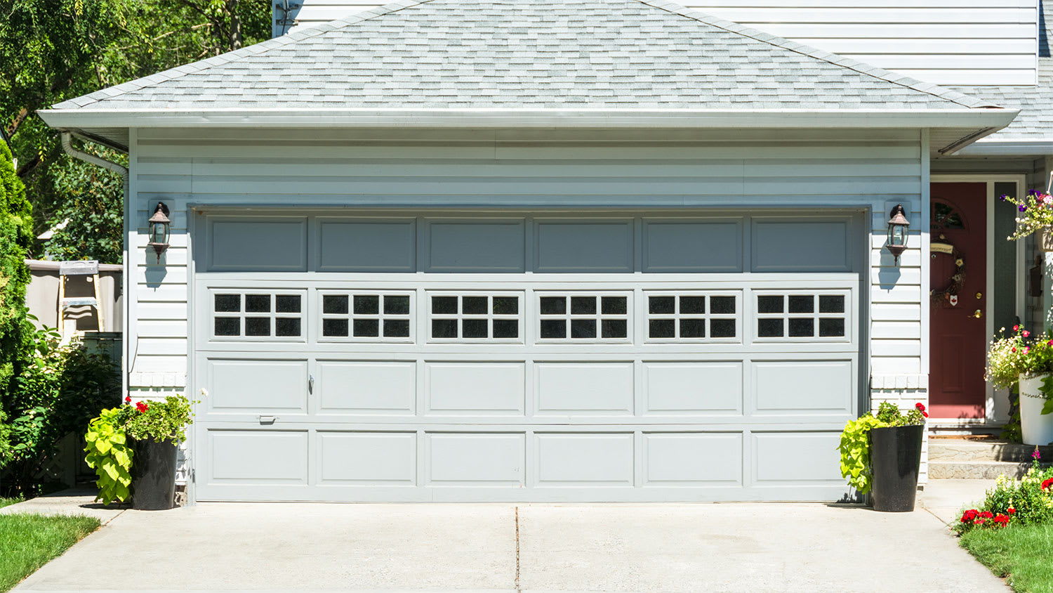 wide gray garage door