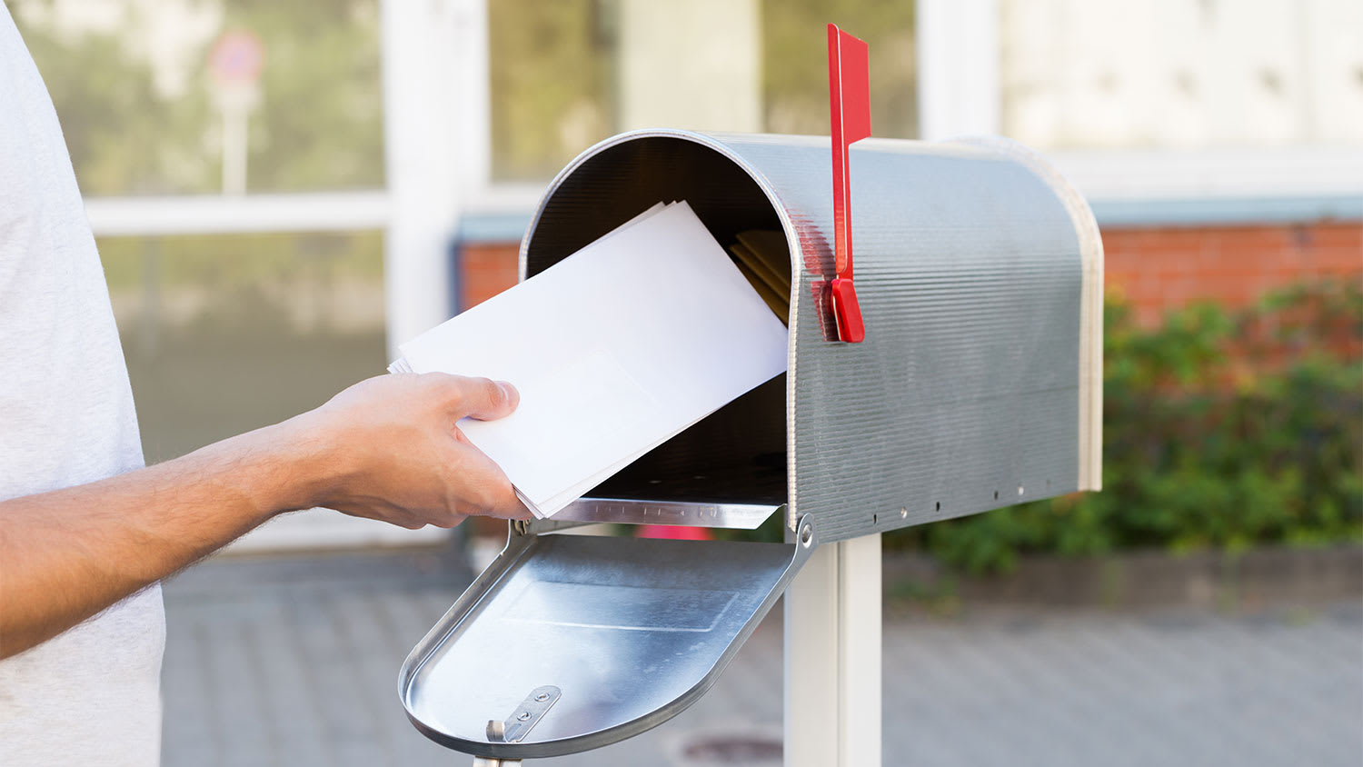 A view of a metal mailbox