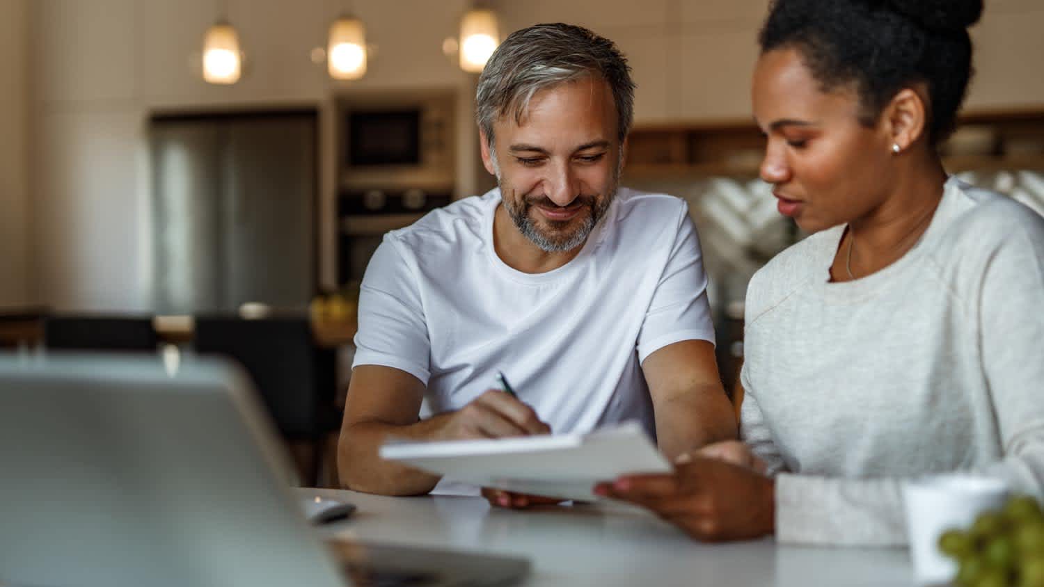 A couple checking documents