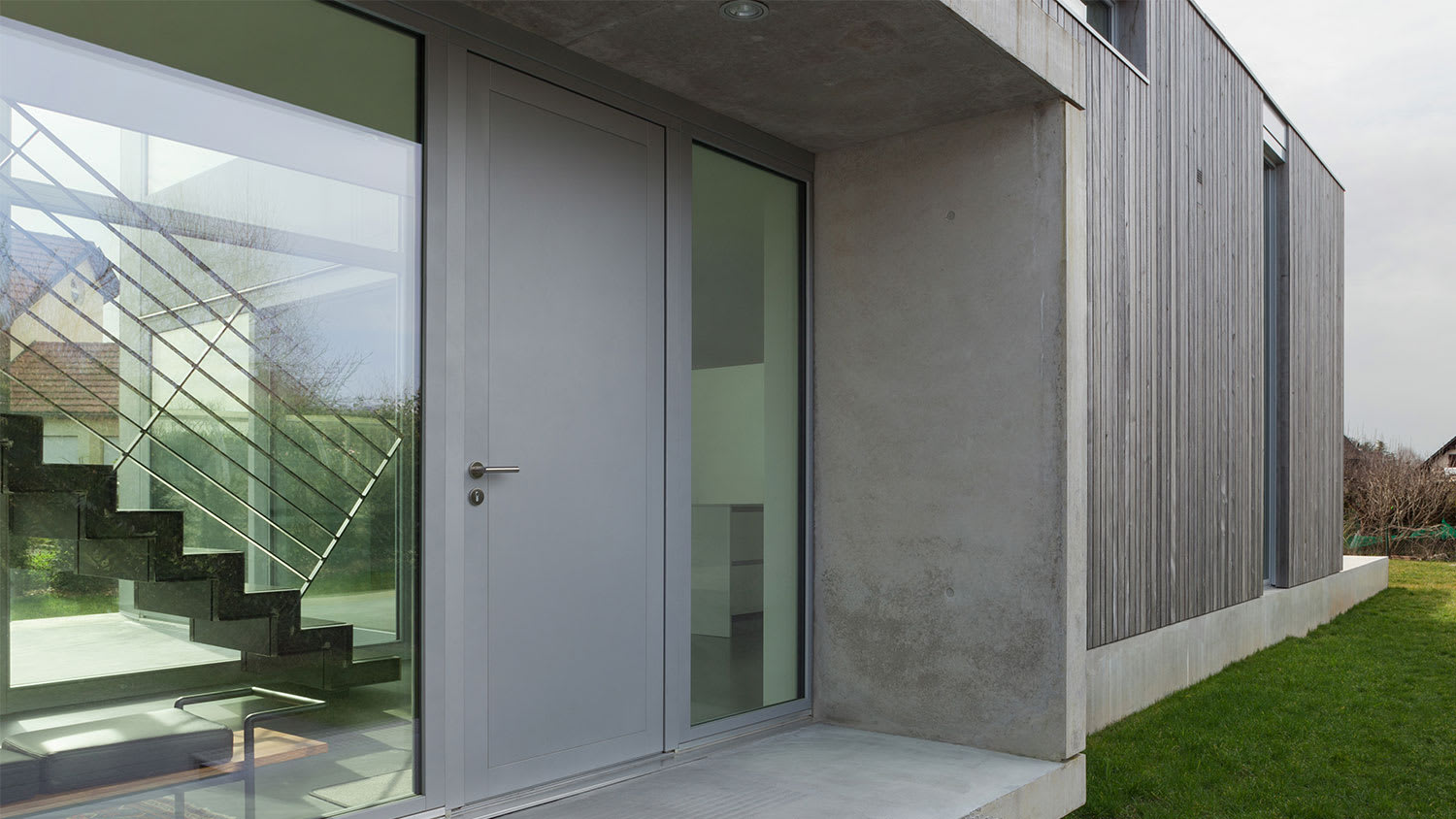 Modern house gray front door