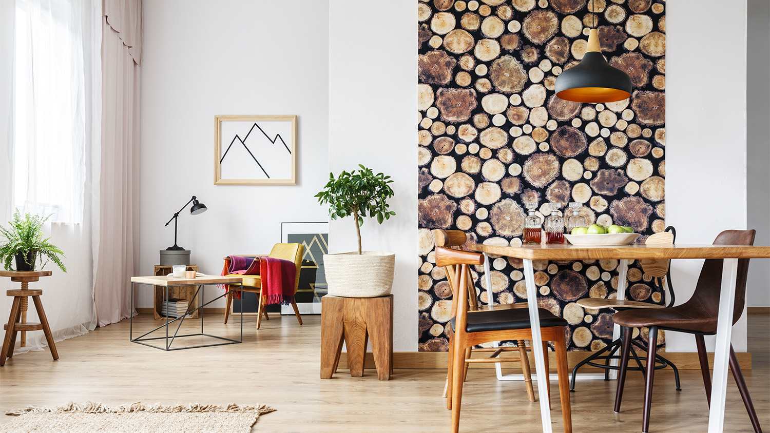 faux wood cabin wallpaper
