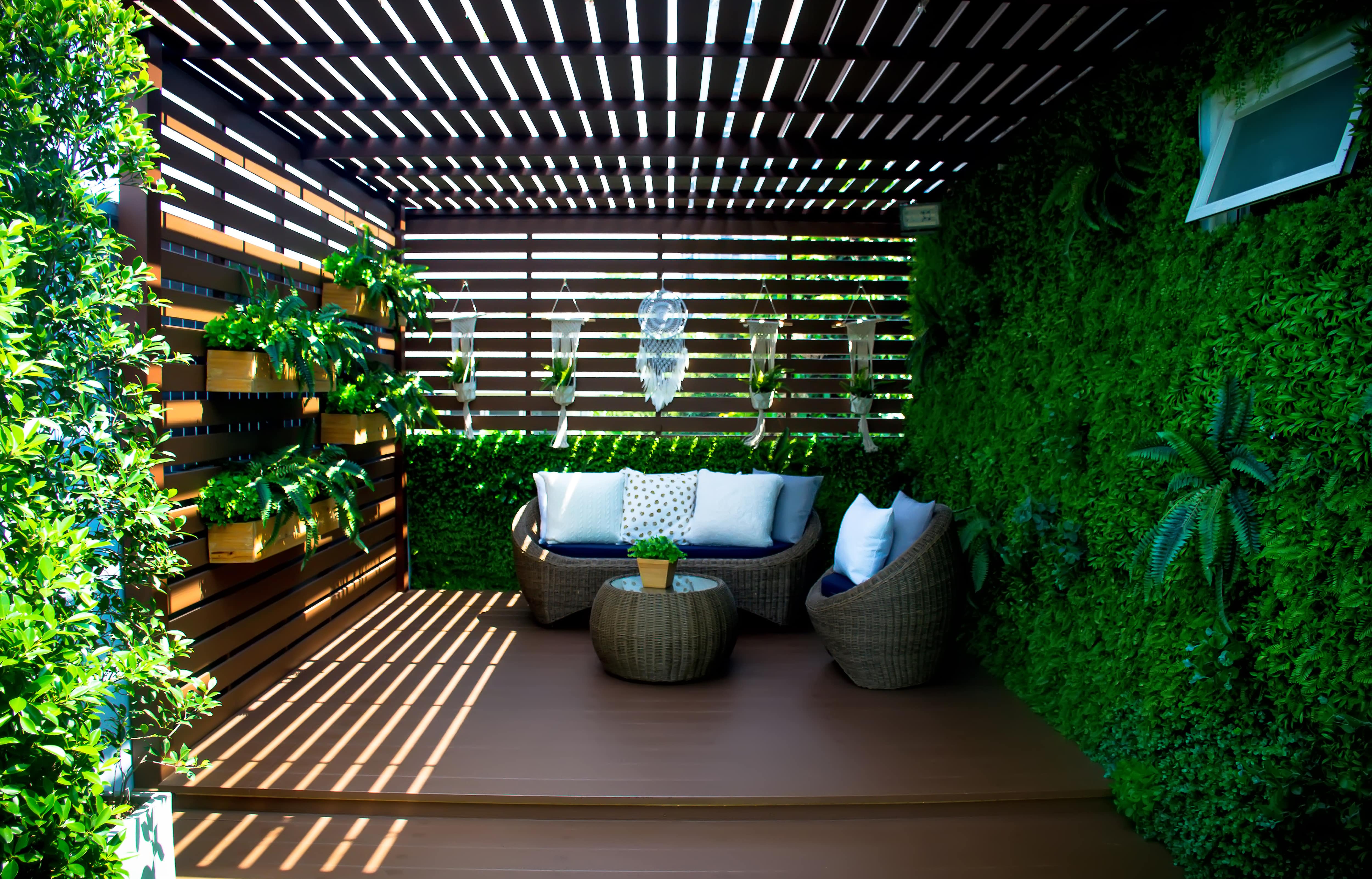 Vertical planter on outdoor porch