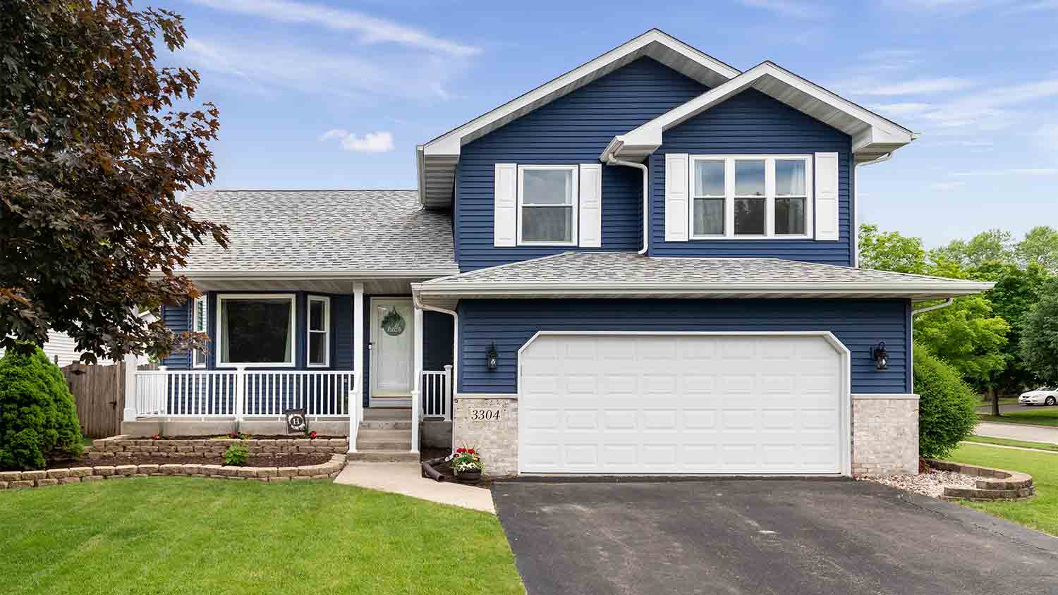 new blue home in the neighborhood