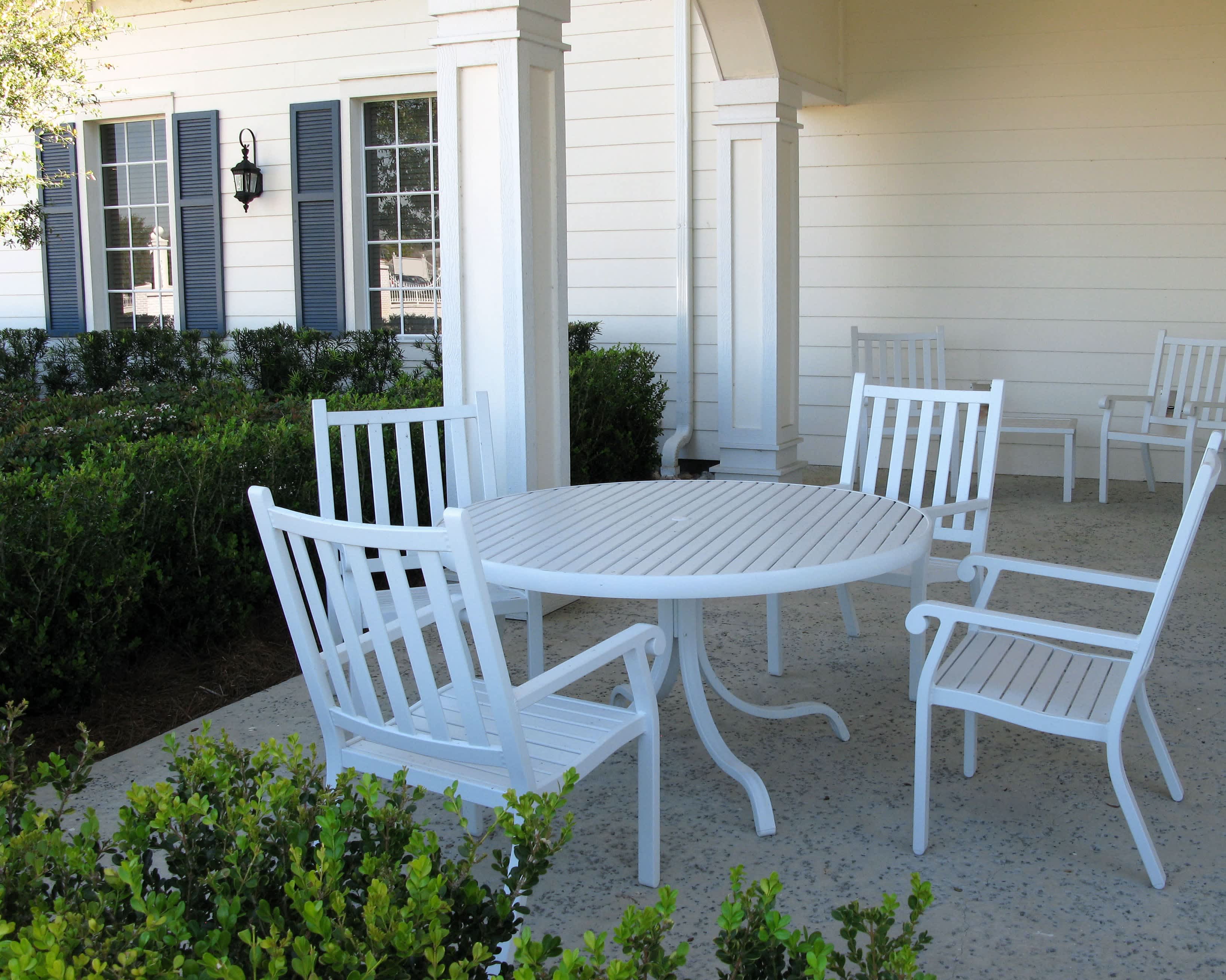 White furniture and white front entryway exterior
