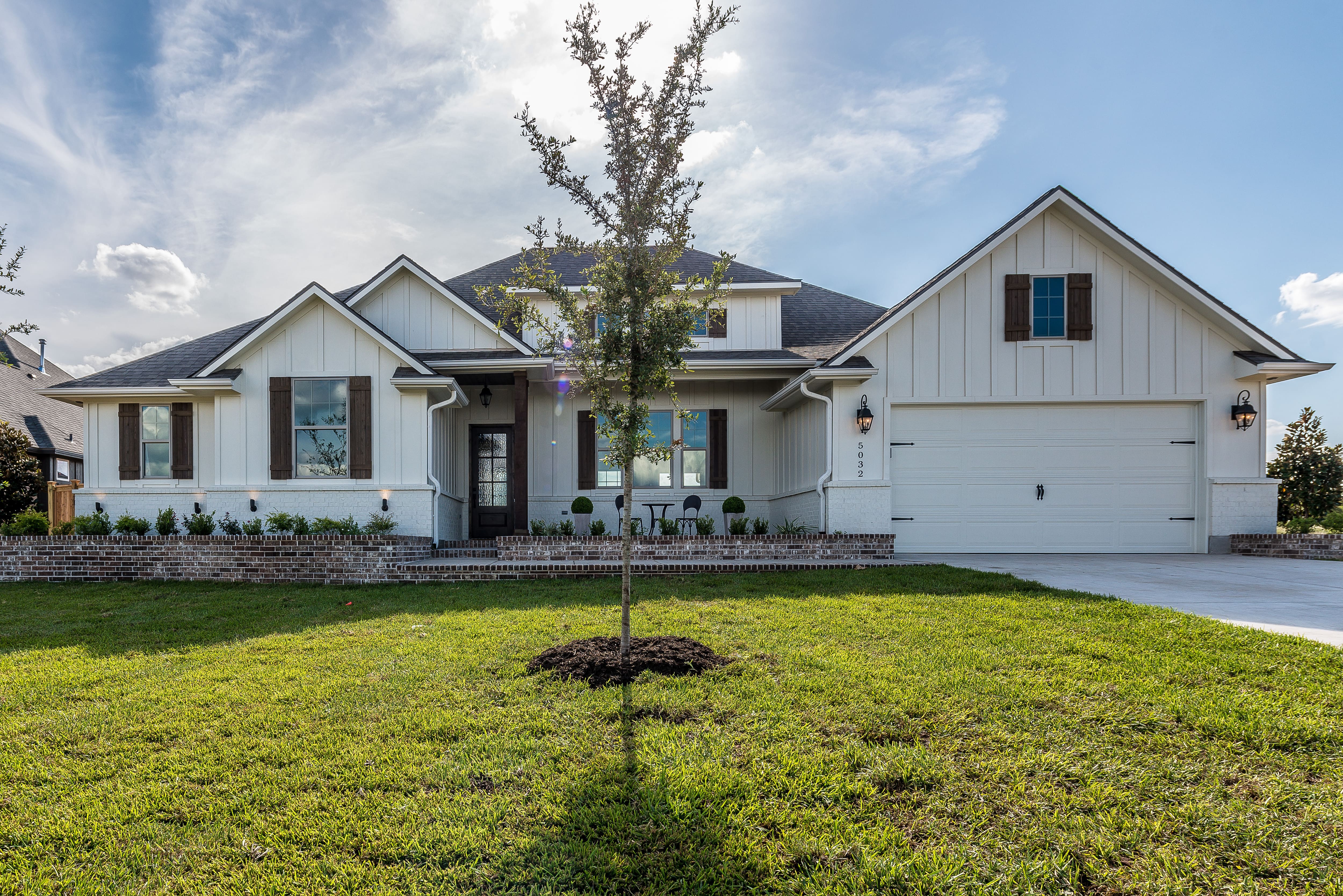 Modern farmhouse style front porch
