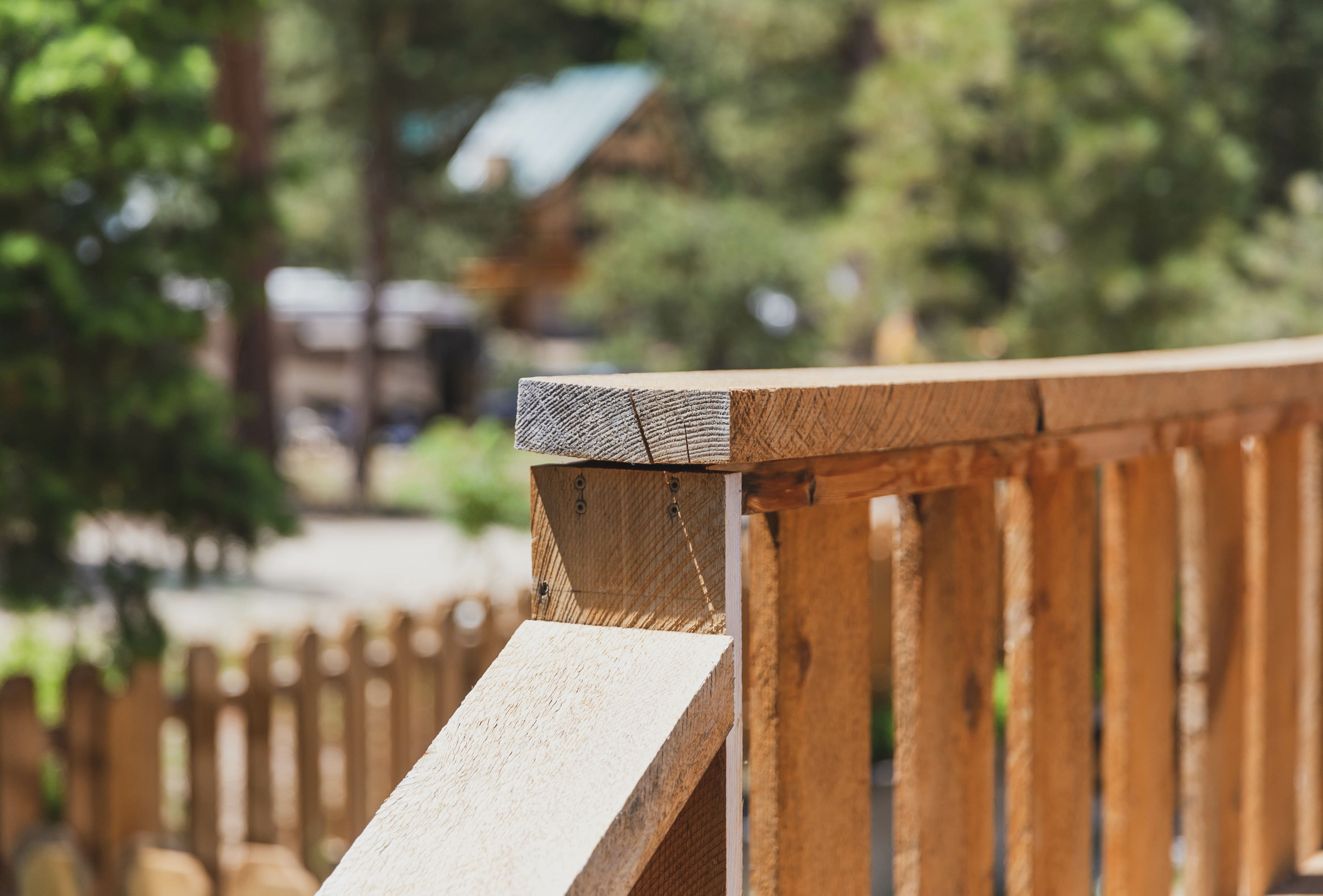 Home patio with pallet-wood railings