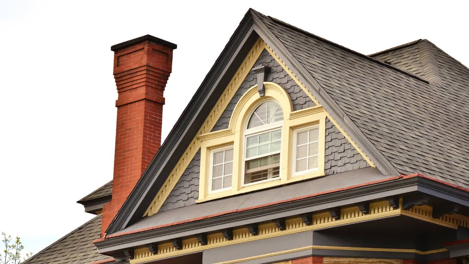 The gable of a large renovated house