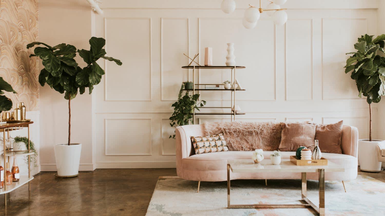 Stylish pastel living room
