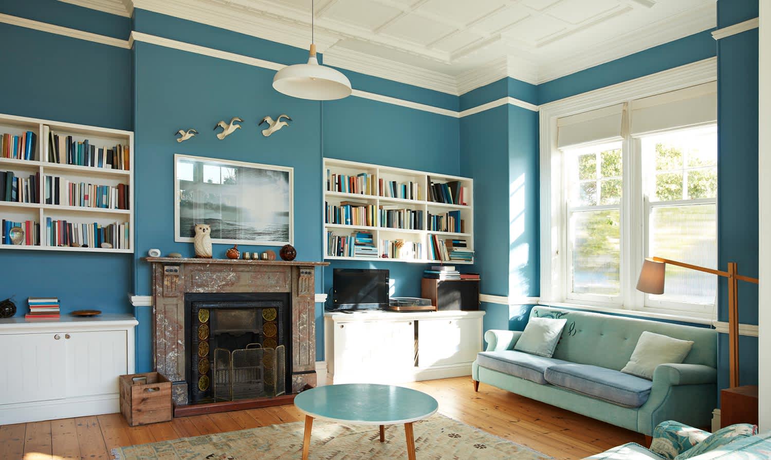 White crown molding in living room