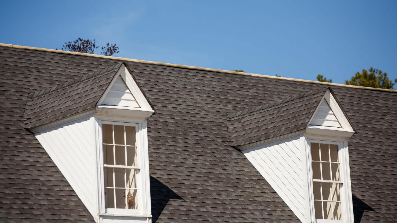White dormers on shingle roof