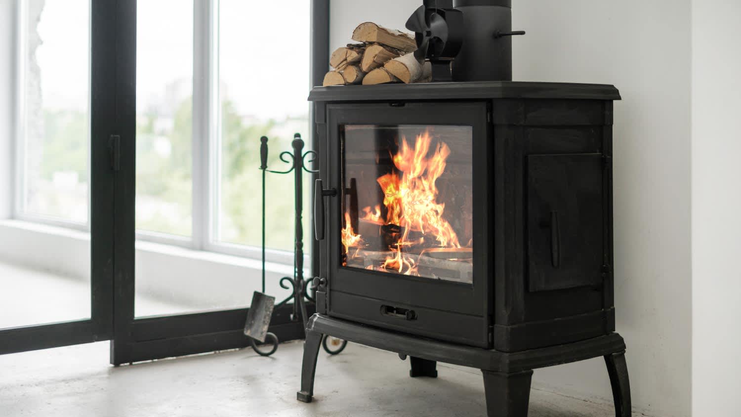 A close up of a fireplace
