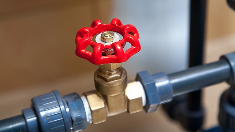 Detailed shot of a shut-off water valve