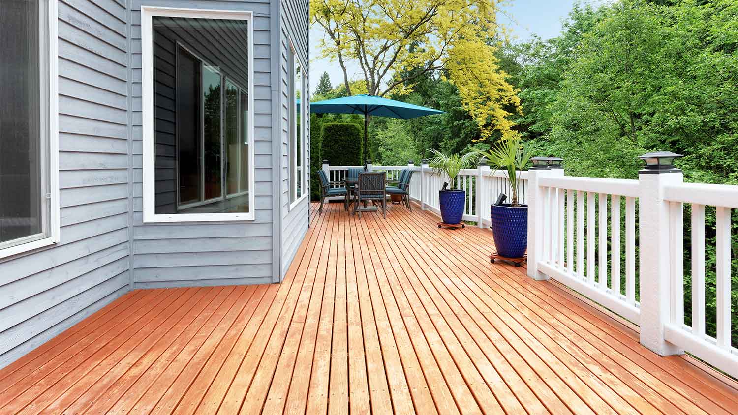 A view of a wooden deck