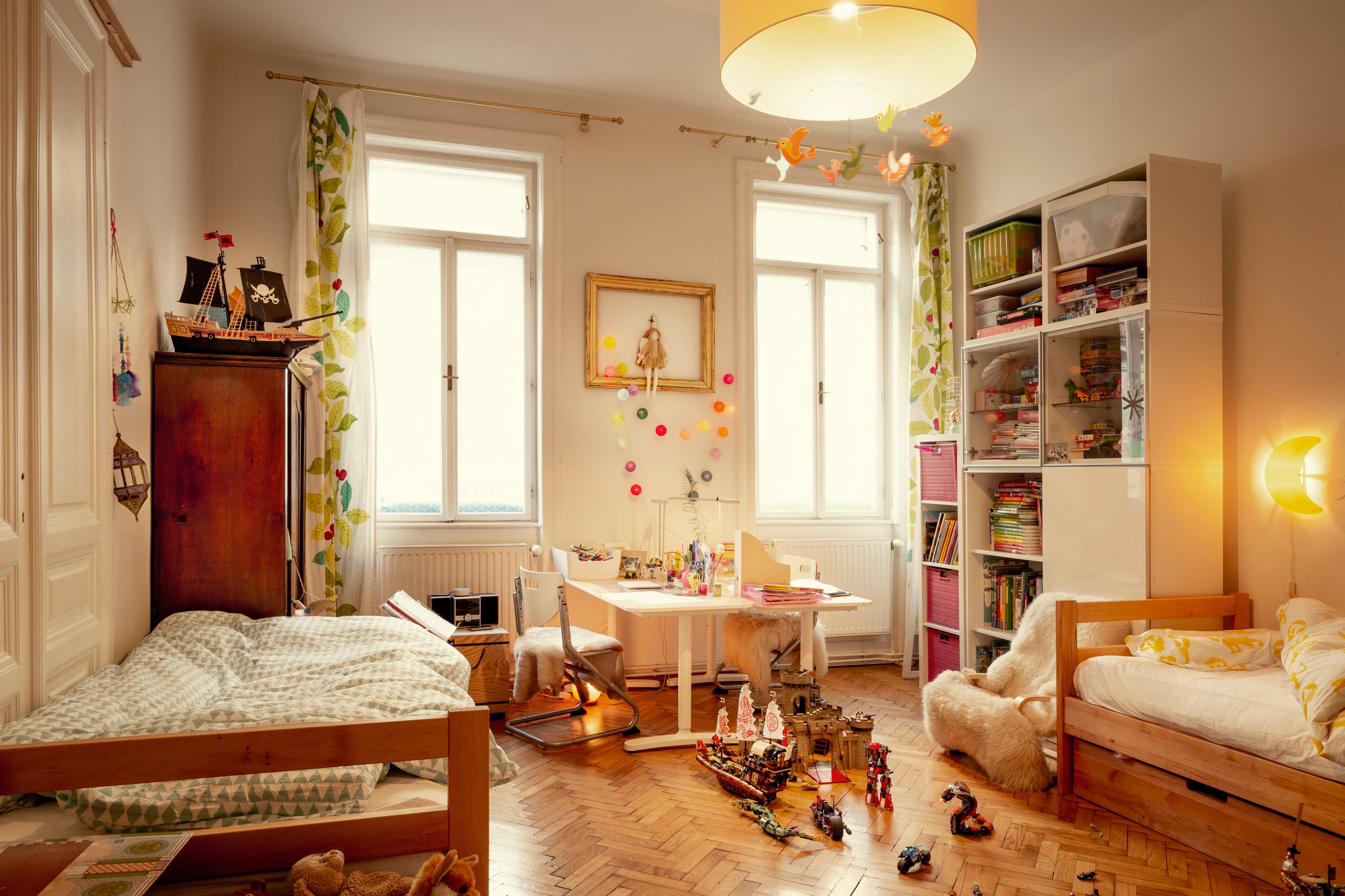 Child’s room with soft light fixtures