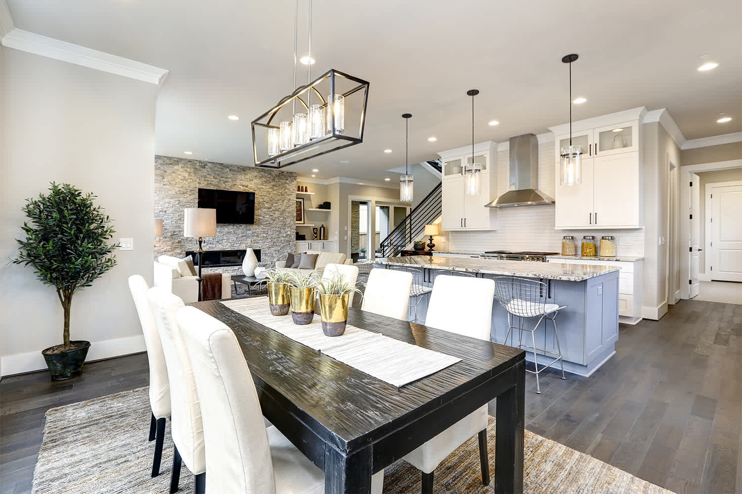 Modern renovated kitchen and dining area