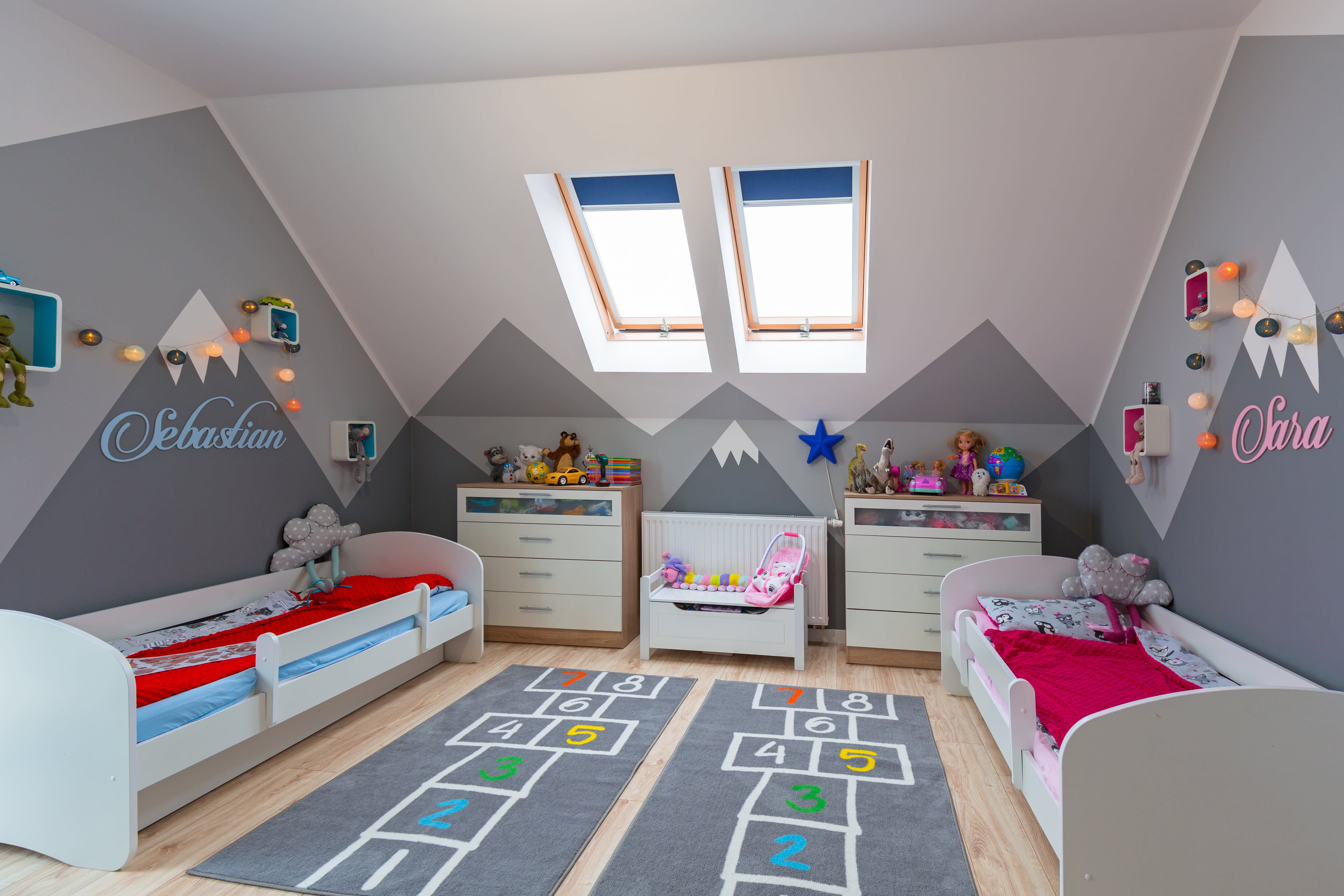 Child’s room with wall art and trendy decor