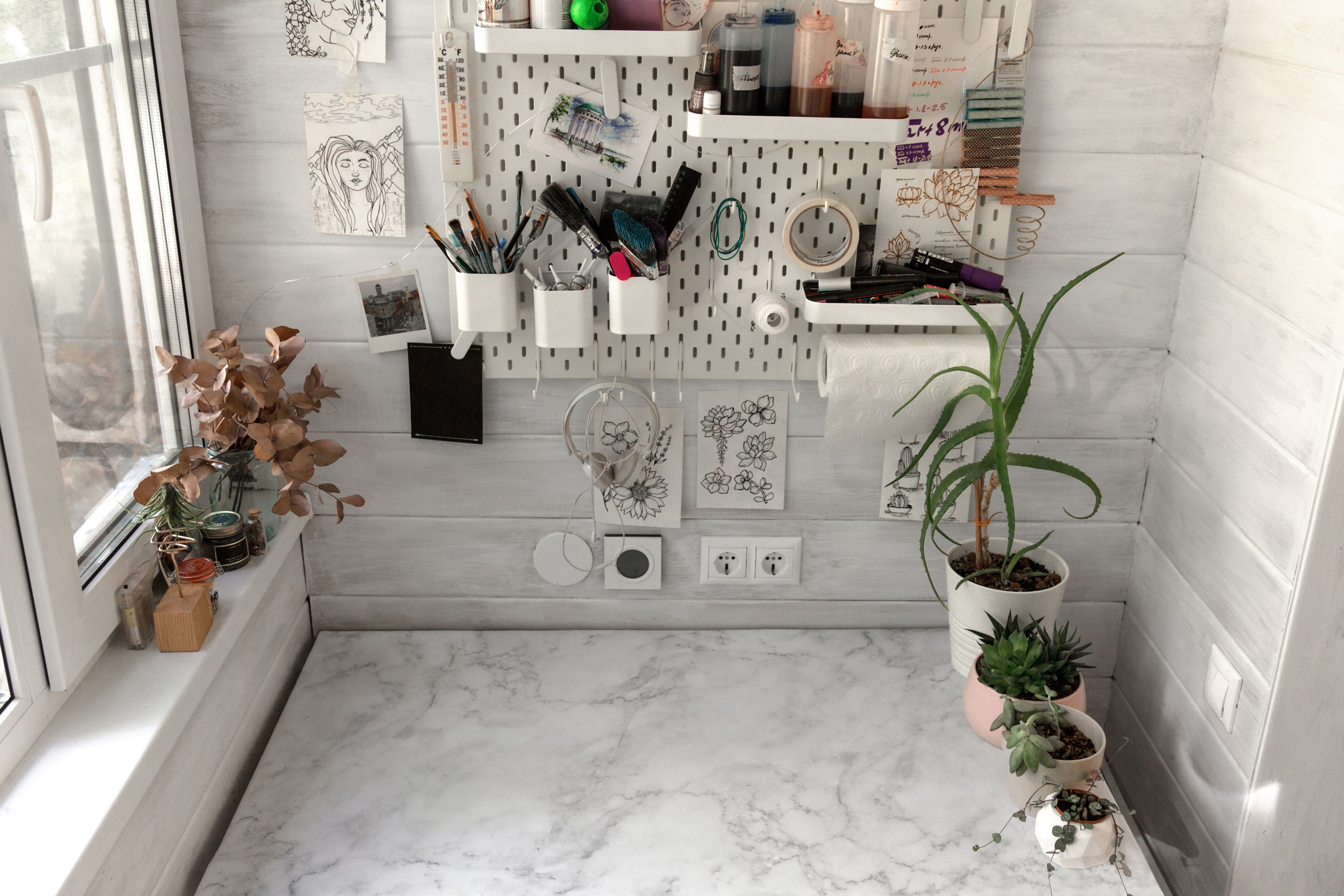 Small craft room in a converted laundry room