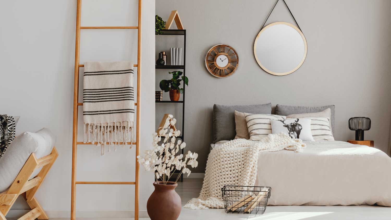 cozy modern bedroom with minimal decor