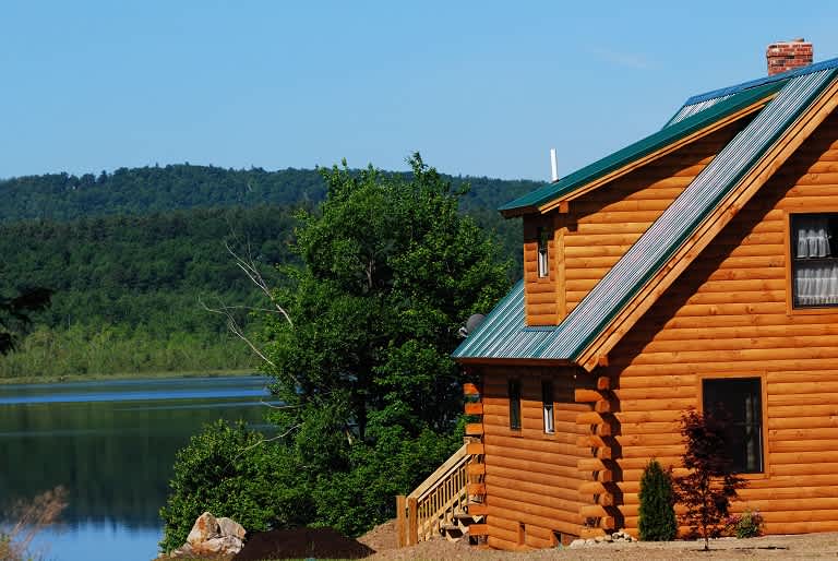Log cabin on the lake