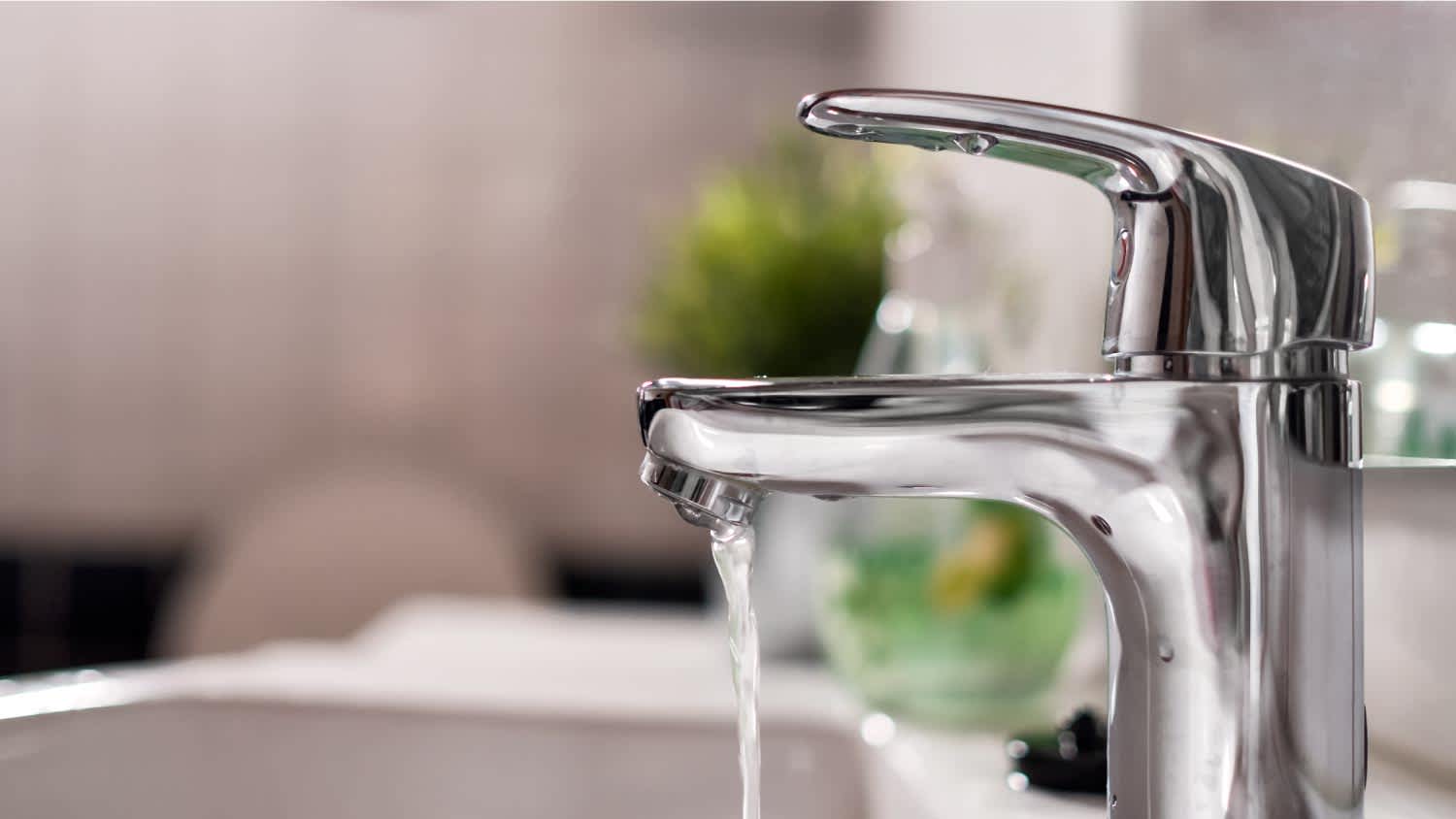 Water flowing from faucet