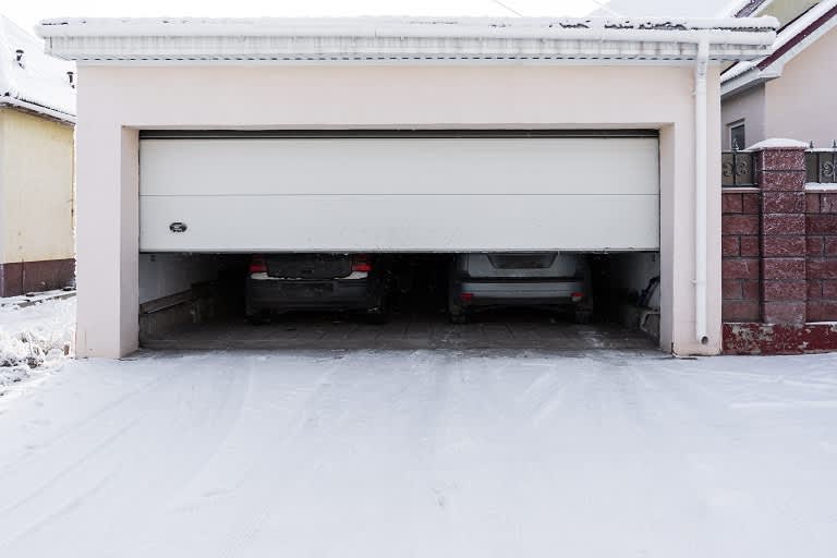 Partially open garage door