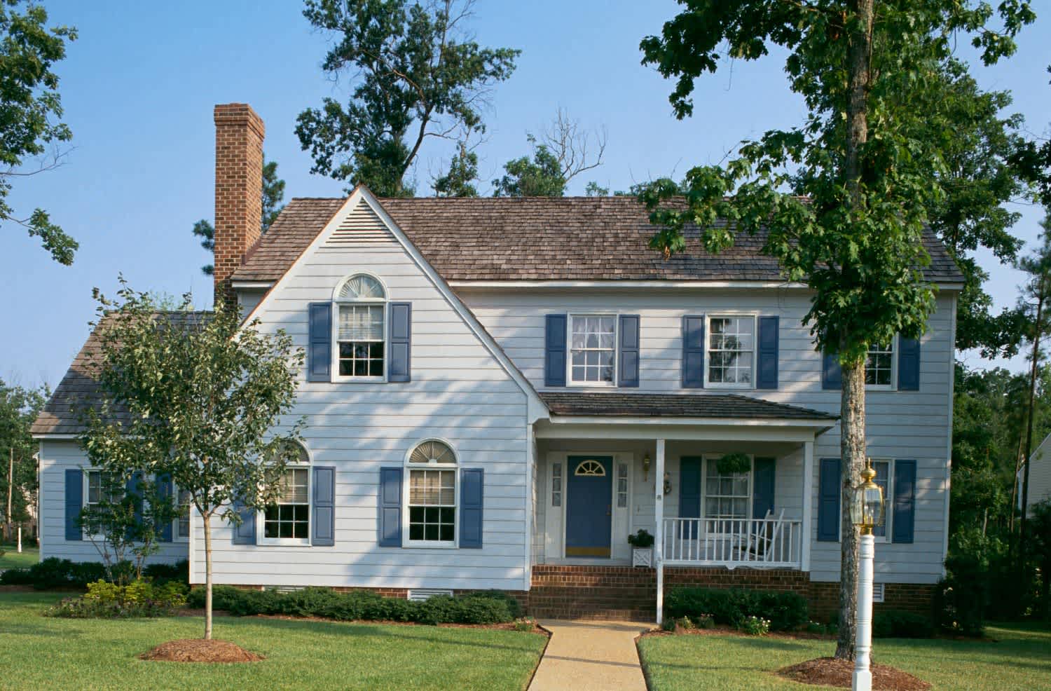 An American contemporary house with a chimney