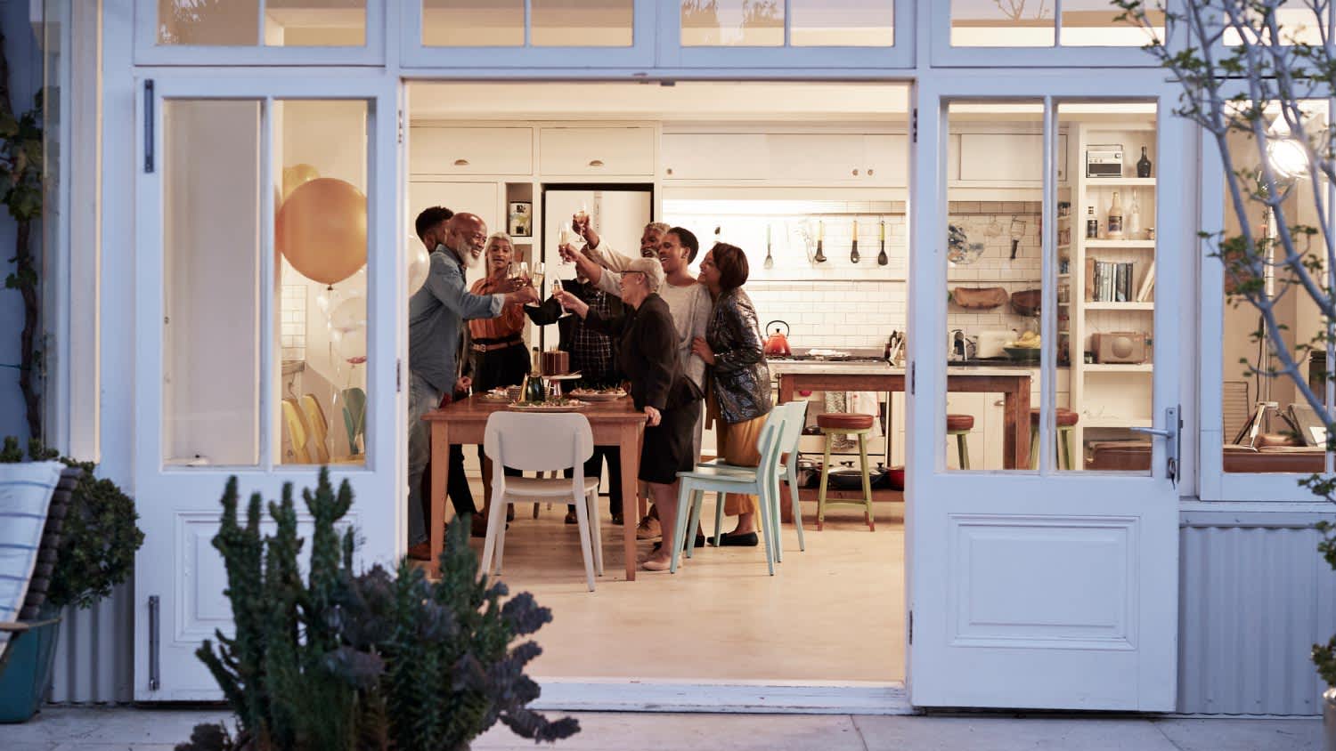 Family toasting drinks