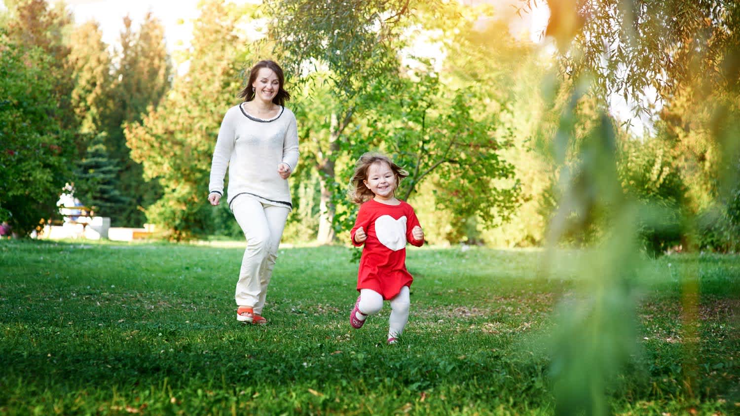 Mother and daughter playing