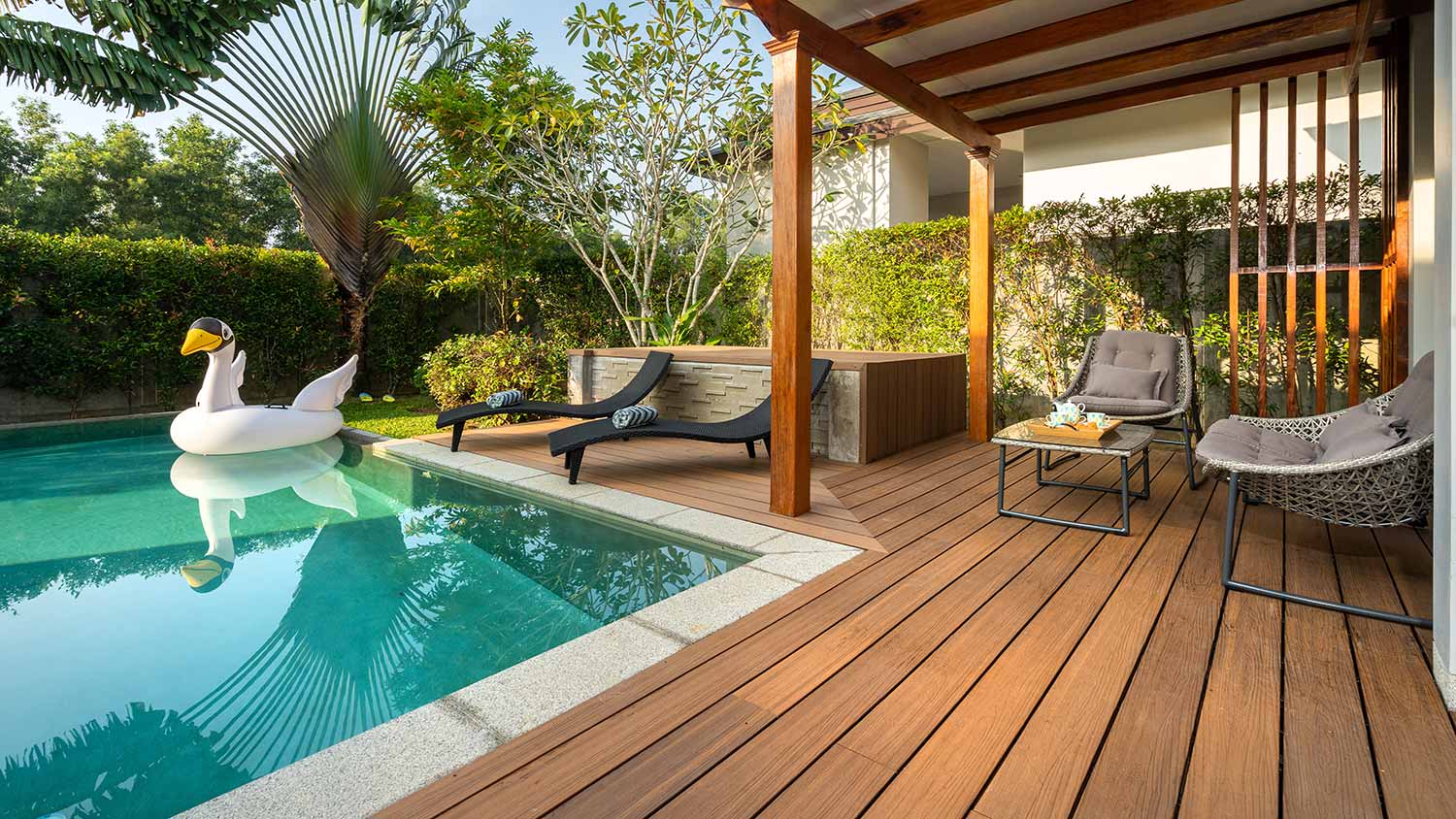 Swimming pool in garden